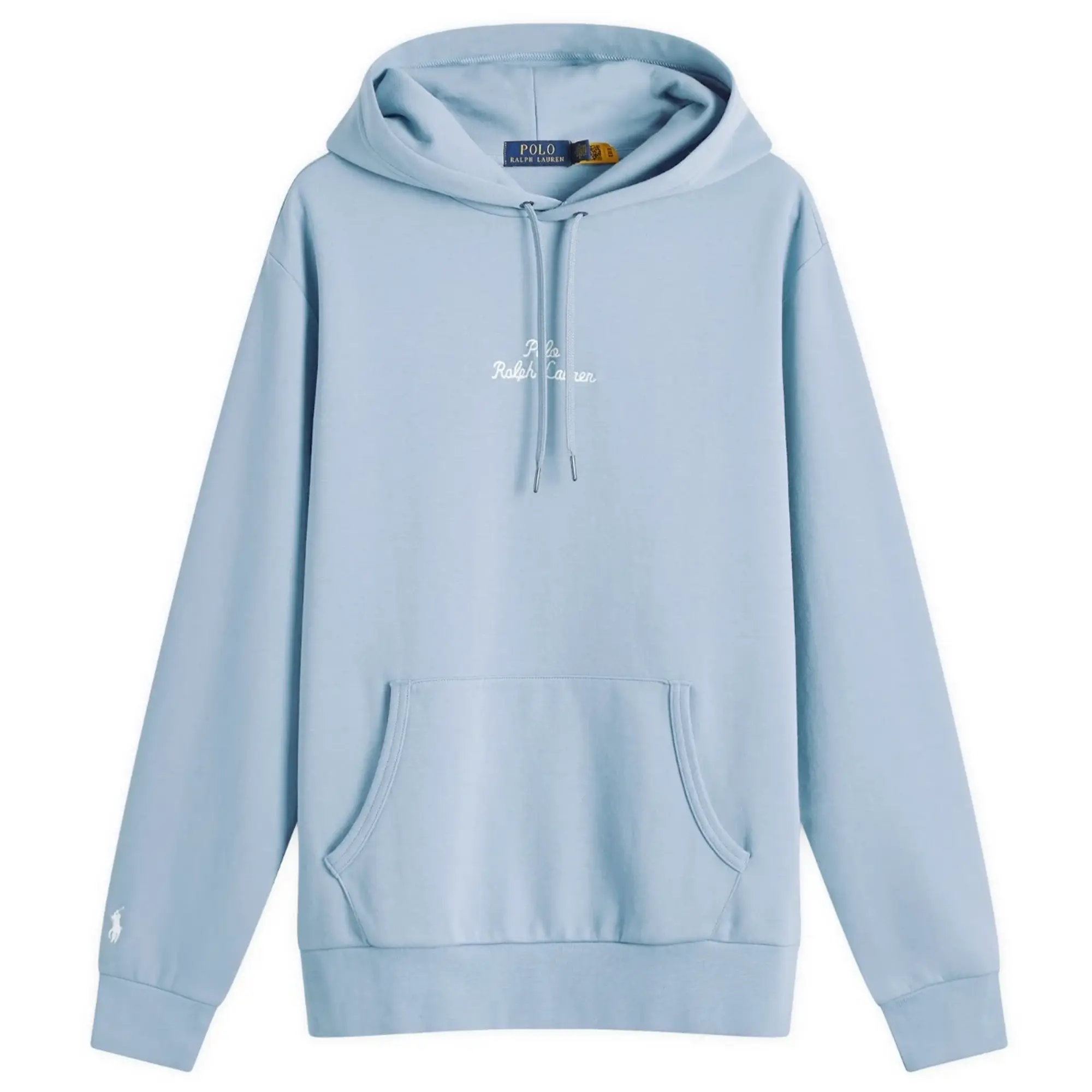 Polo Ralph Lauren Central Logo Double Knit Hoodie In Light Blue