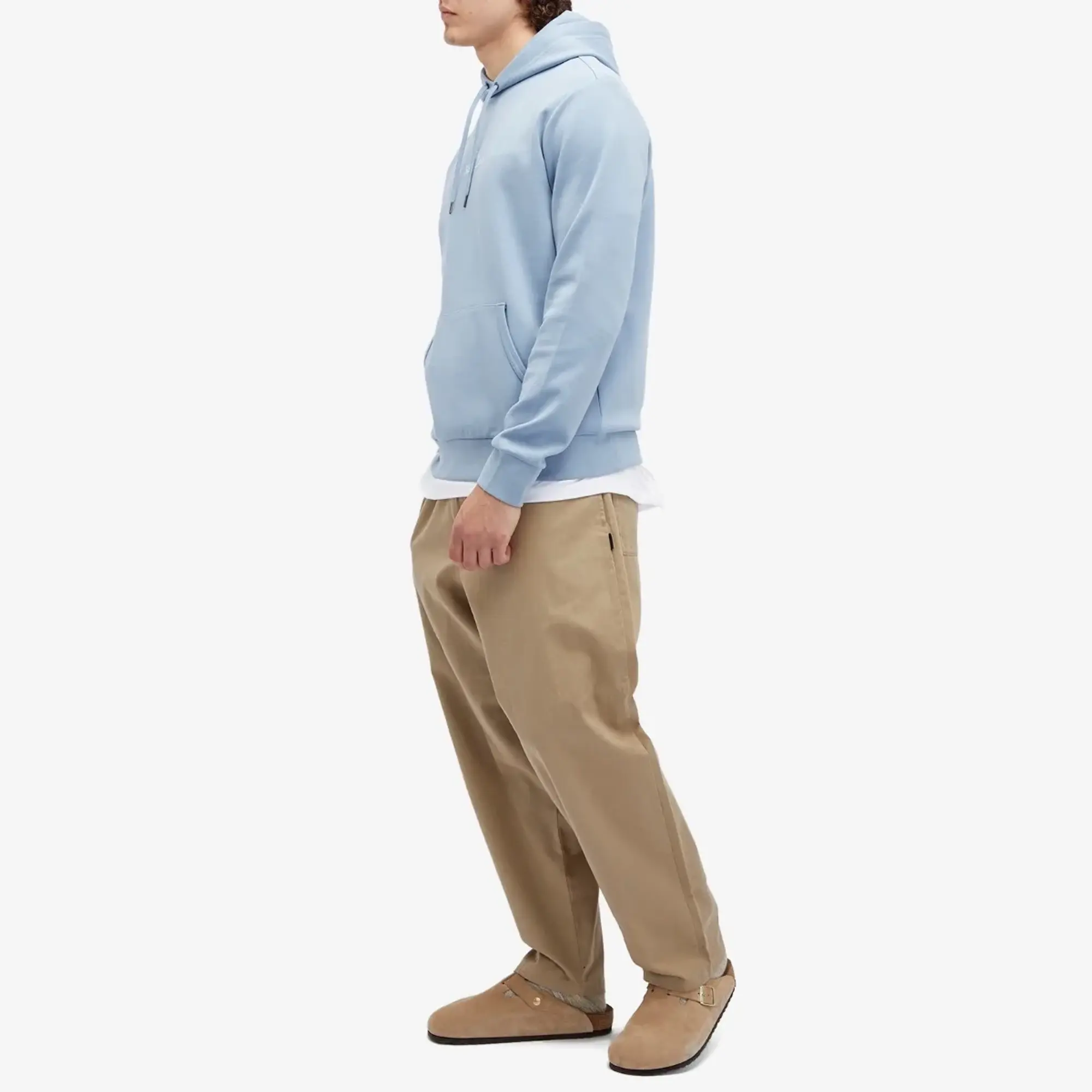Polo Ralph Lauren Central Logo Double Knit Hoodie In Light Blue
