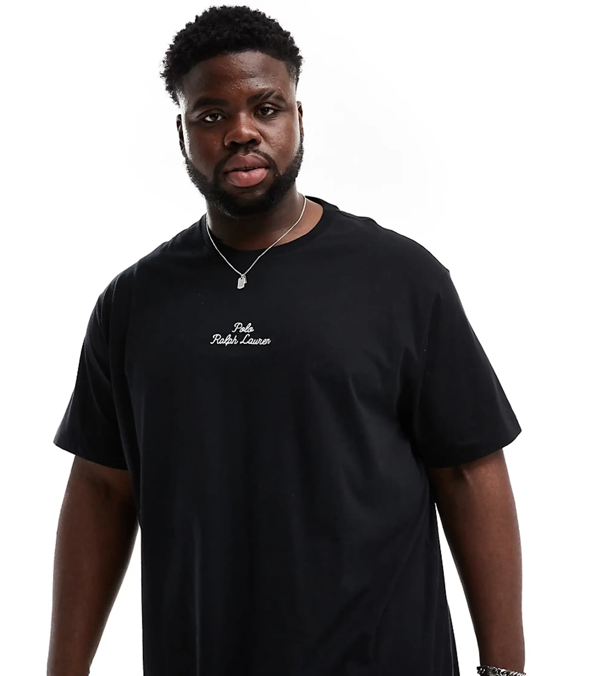 Polo Ralph Lauren Big & Tall Central Logo T-Shirt Classic Oversized Fit In Black