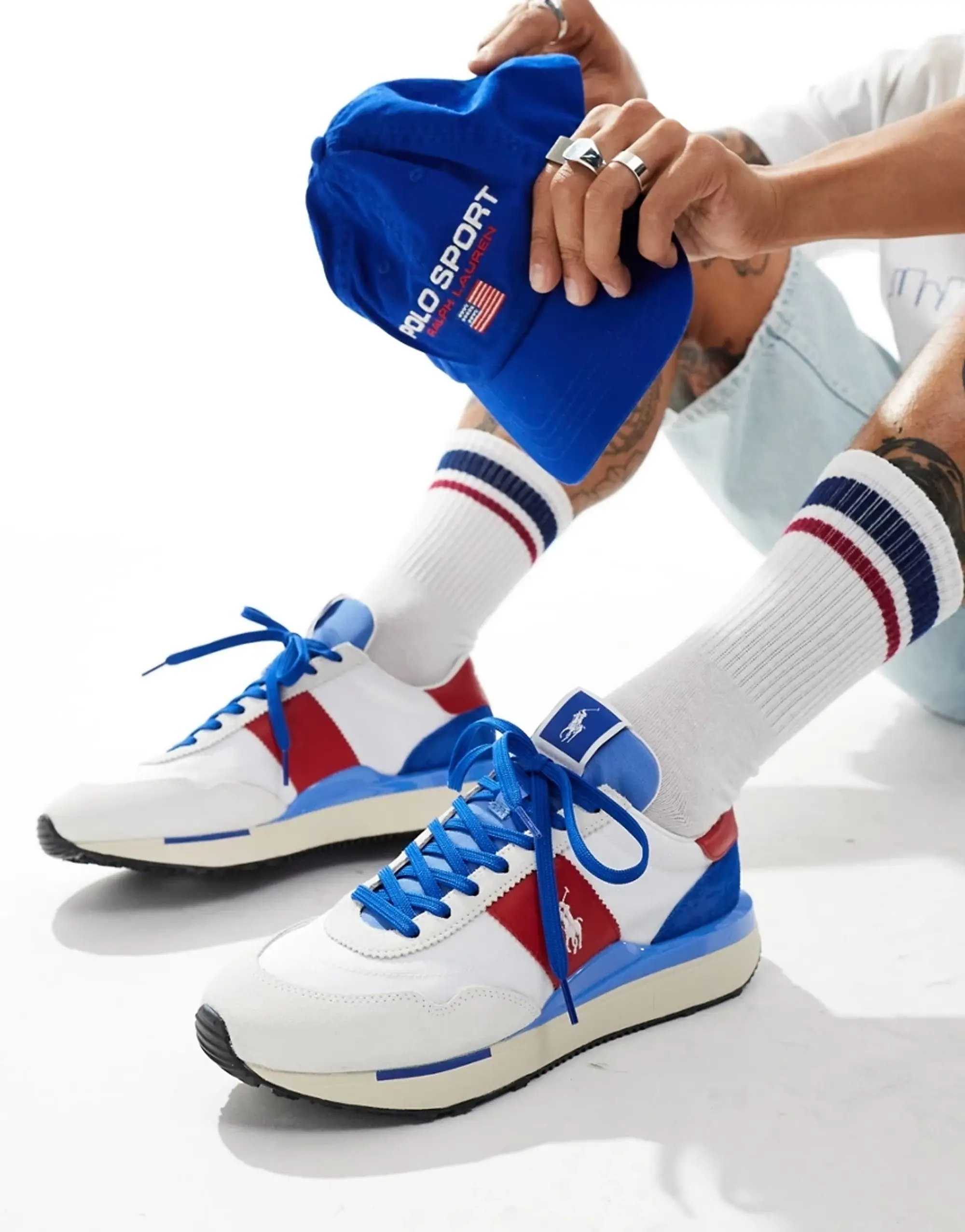 Polo Ralph Lauren Train '89 Trainer In White Red Blue