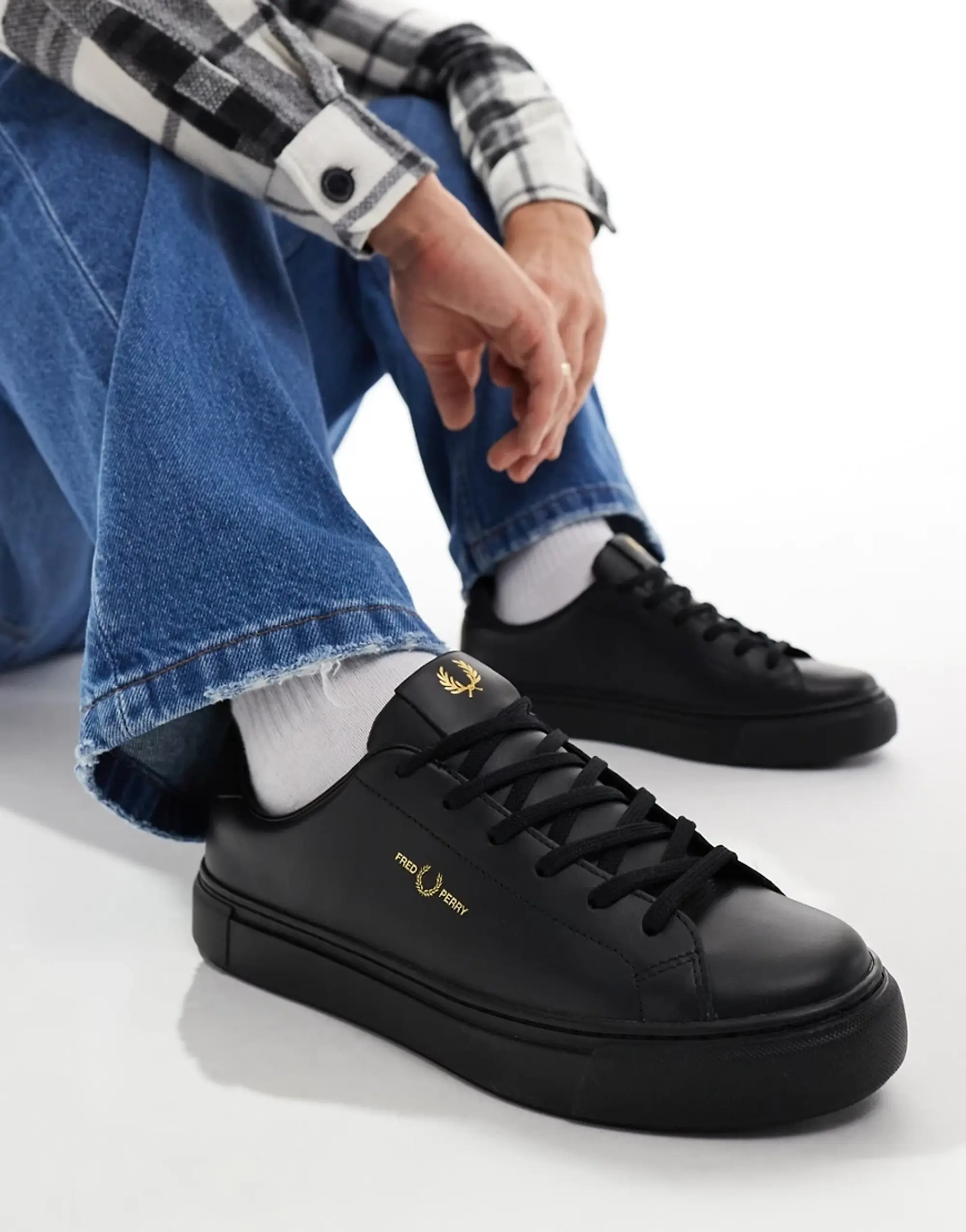 Fred Perry B71 Leather Trainers In Black