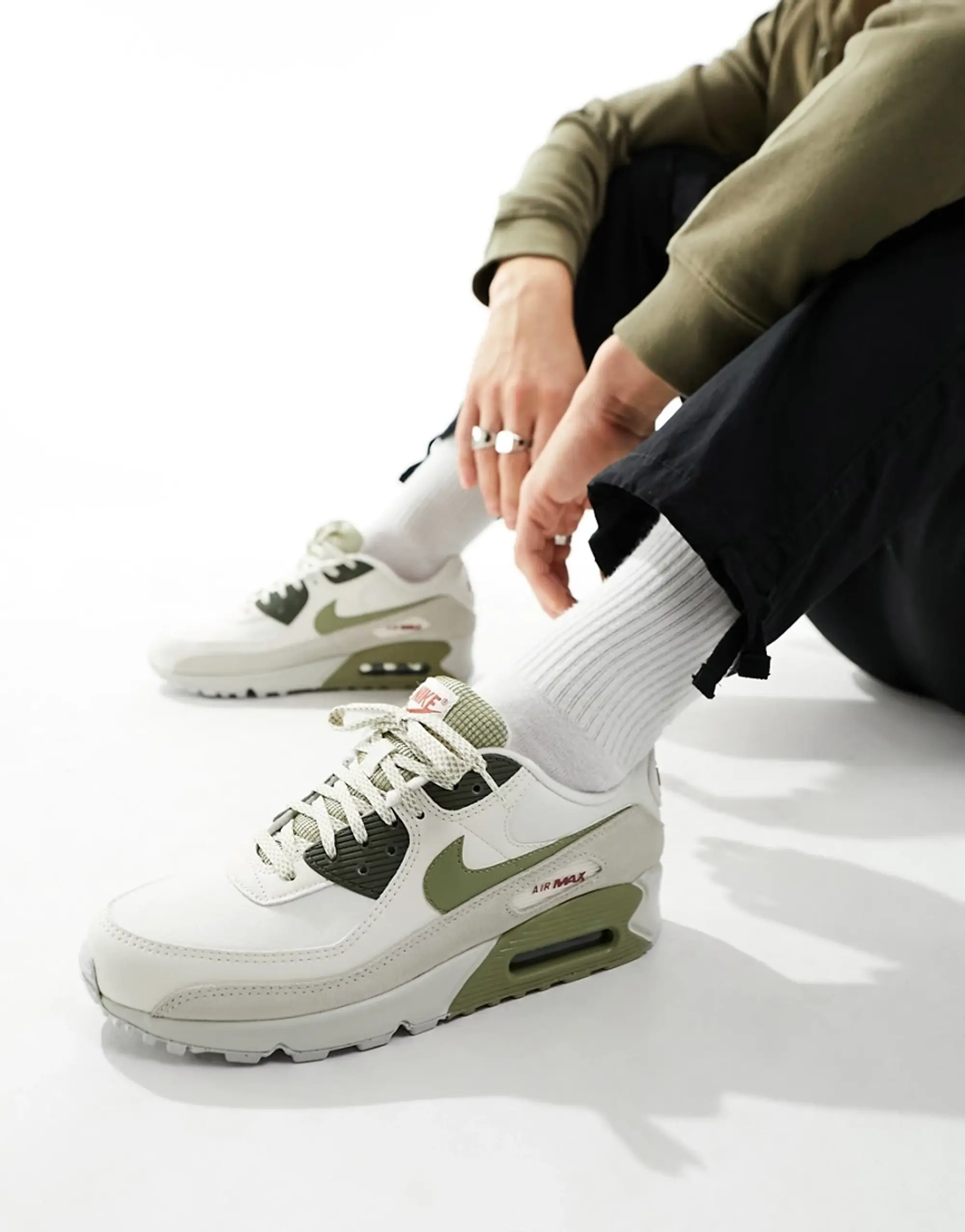 Nike Air Max 90 Trainers In Khaki And Stone Green FB9657 002 FOOTY.COM