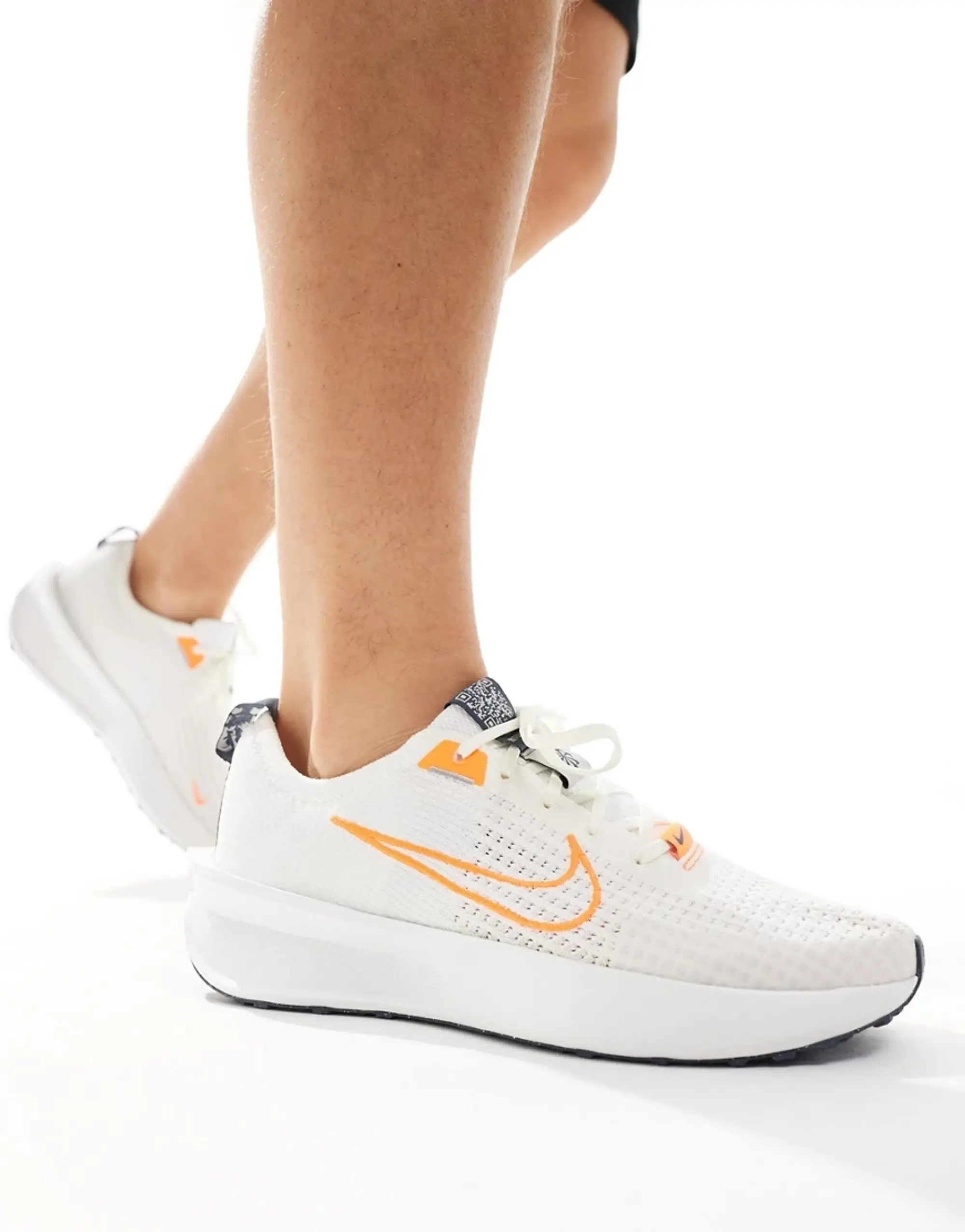 Nike Running Interact Trainers In White And Orange