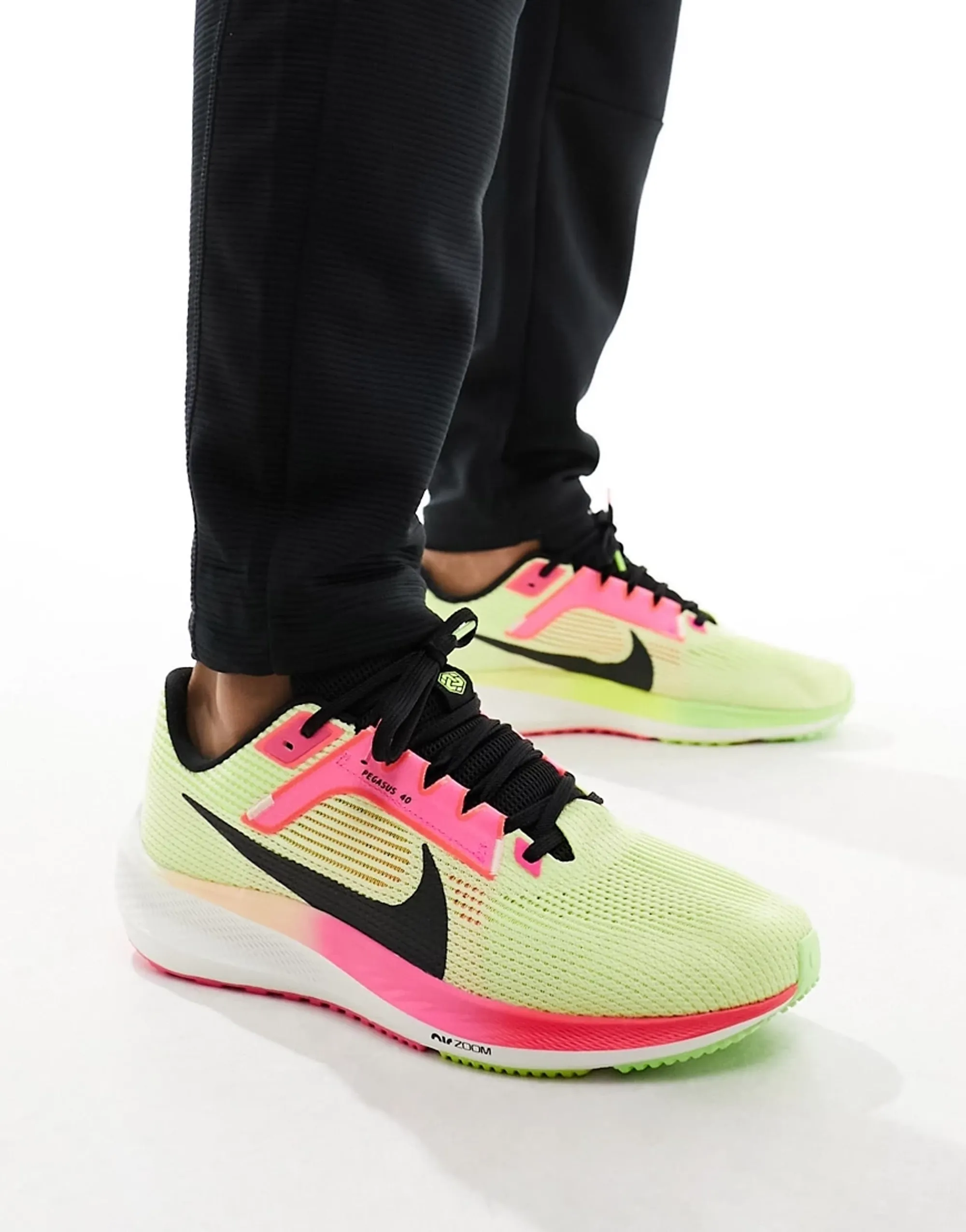 Nike Running Air Zoom Pegasus 40 Premium Trainers In Luminous Green And Pink-Black