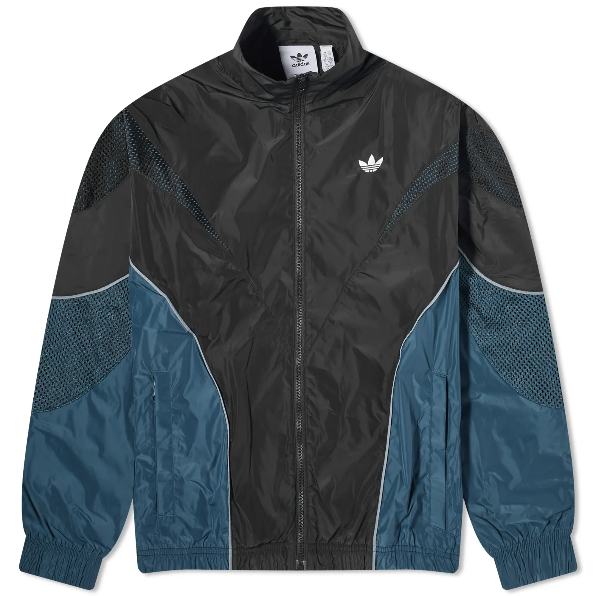 Adidas Originals Rekive Woven Track Top In Black/Dark Blue 
