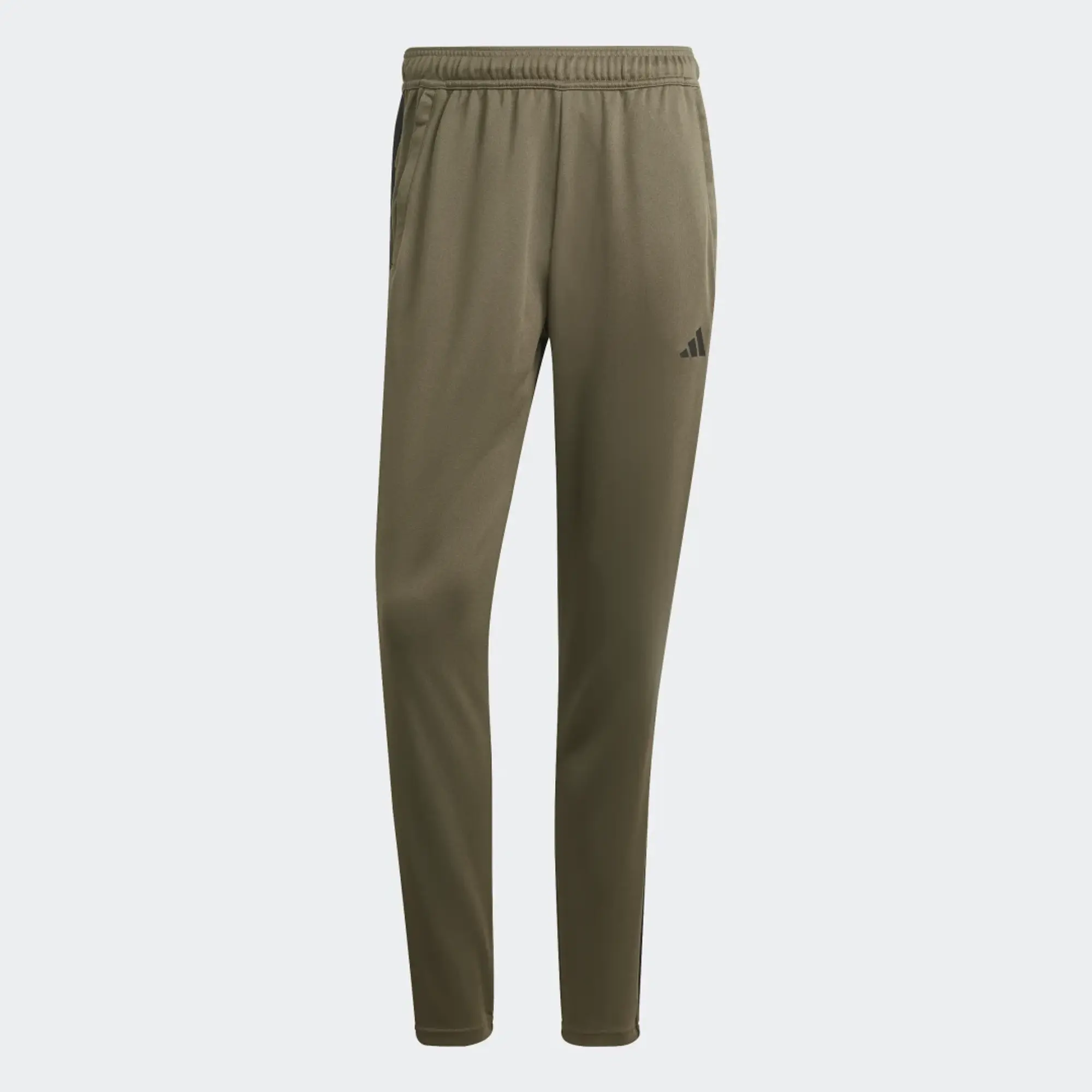 Adidas Training Train Essentials 3 Stripe Joggers In Khaki-Green
