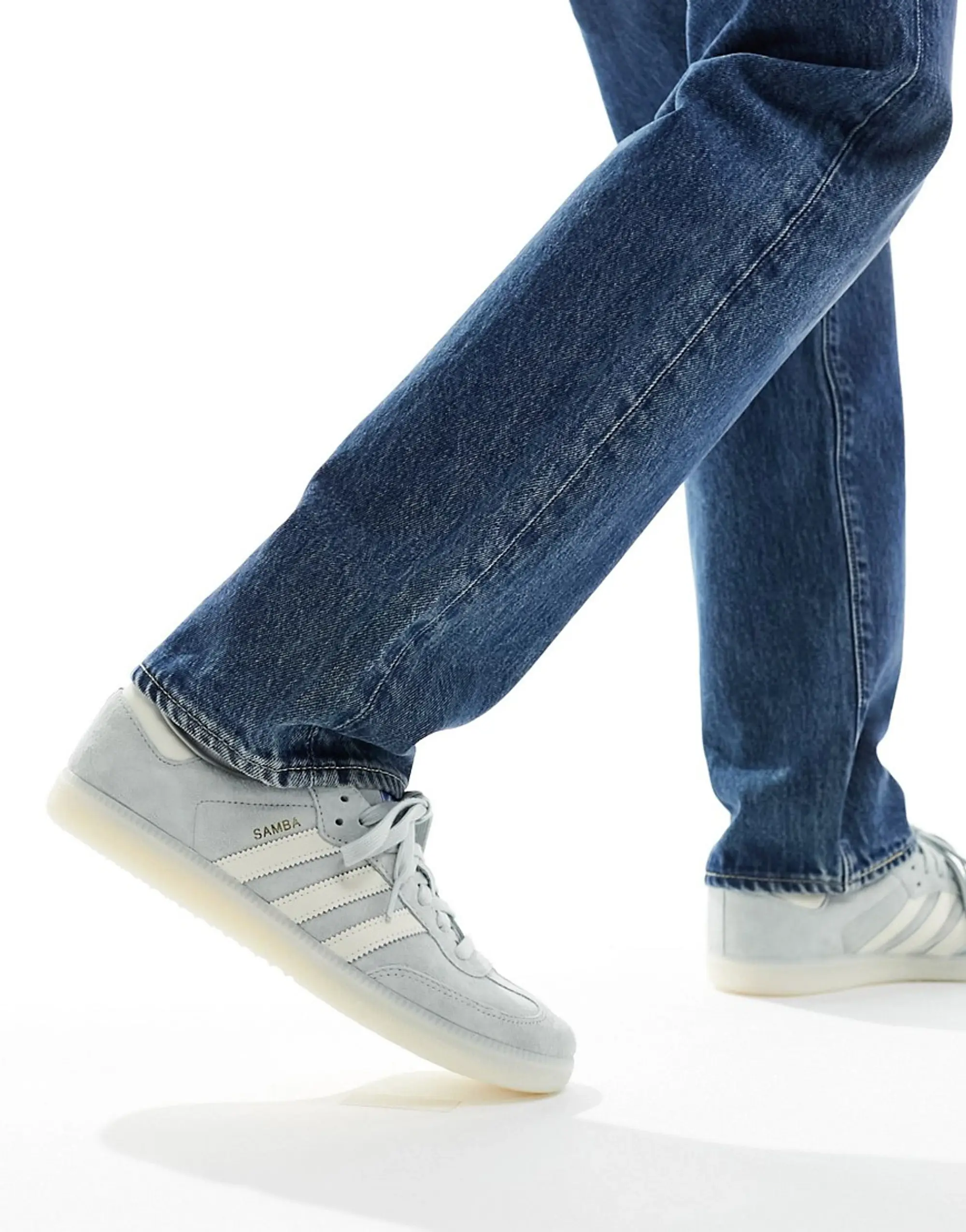 Adidas Originals Samba Og Trainers In Silver Blue