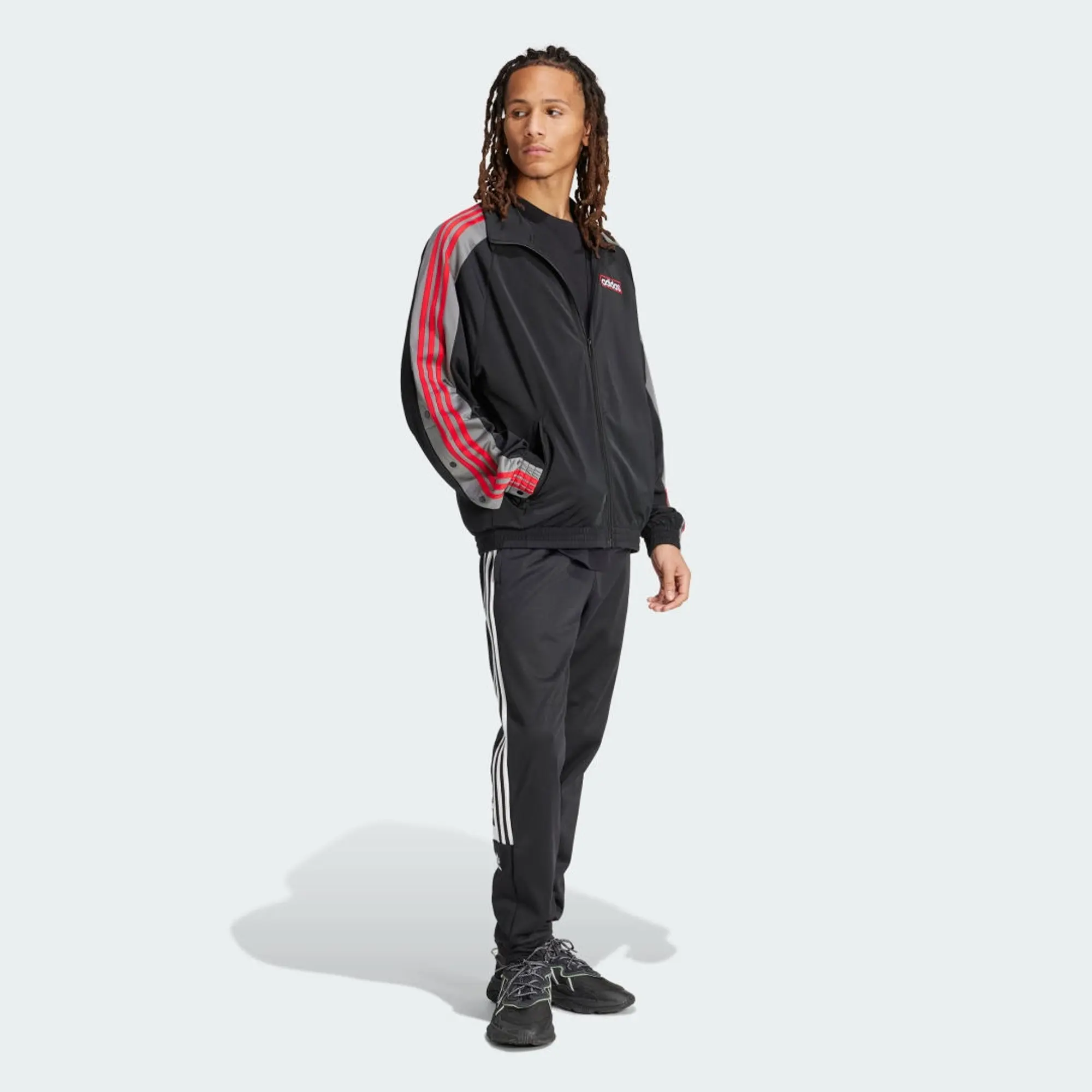 Adidas Adicolor Adibreak Track Jacket In Black And Red