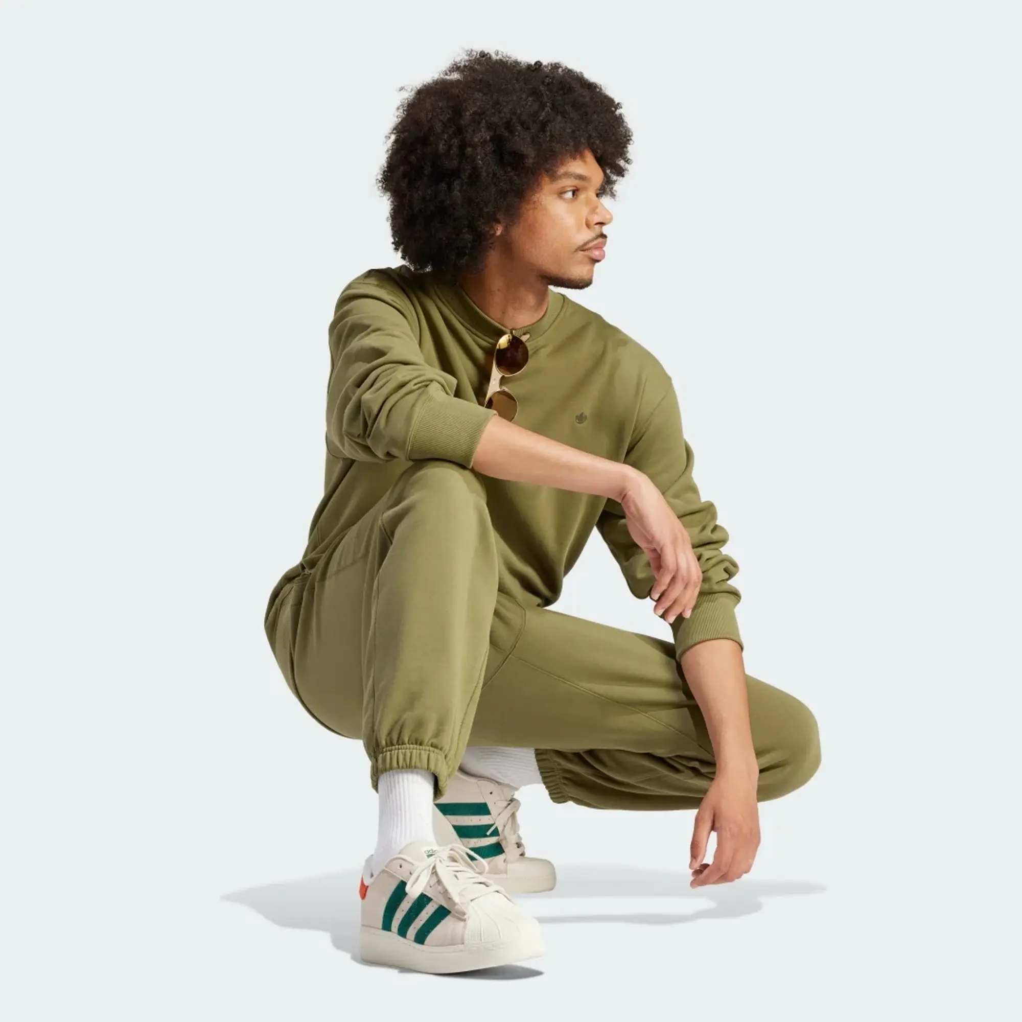 Adidas Originals Adicolor Contempo Crew French Terry Sweatshirt In Green
