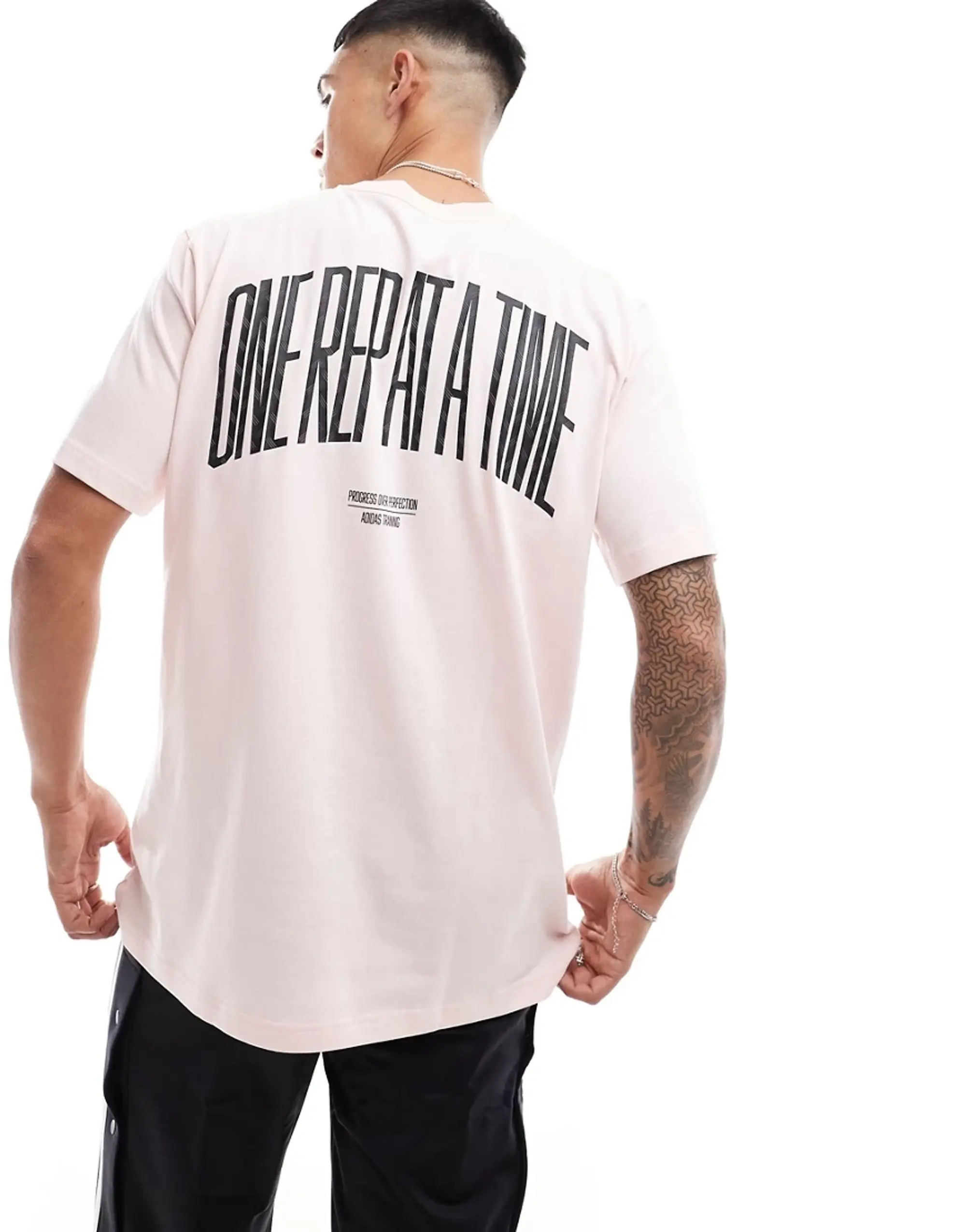 Adidas Training T-Shirt With Graphic In Sandy Pink