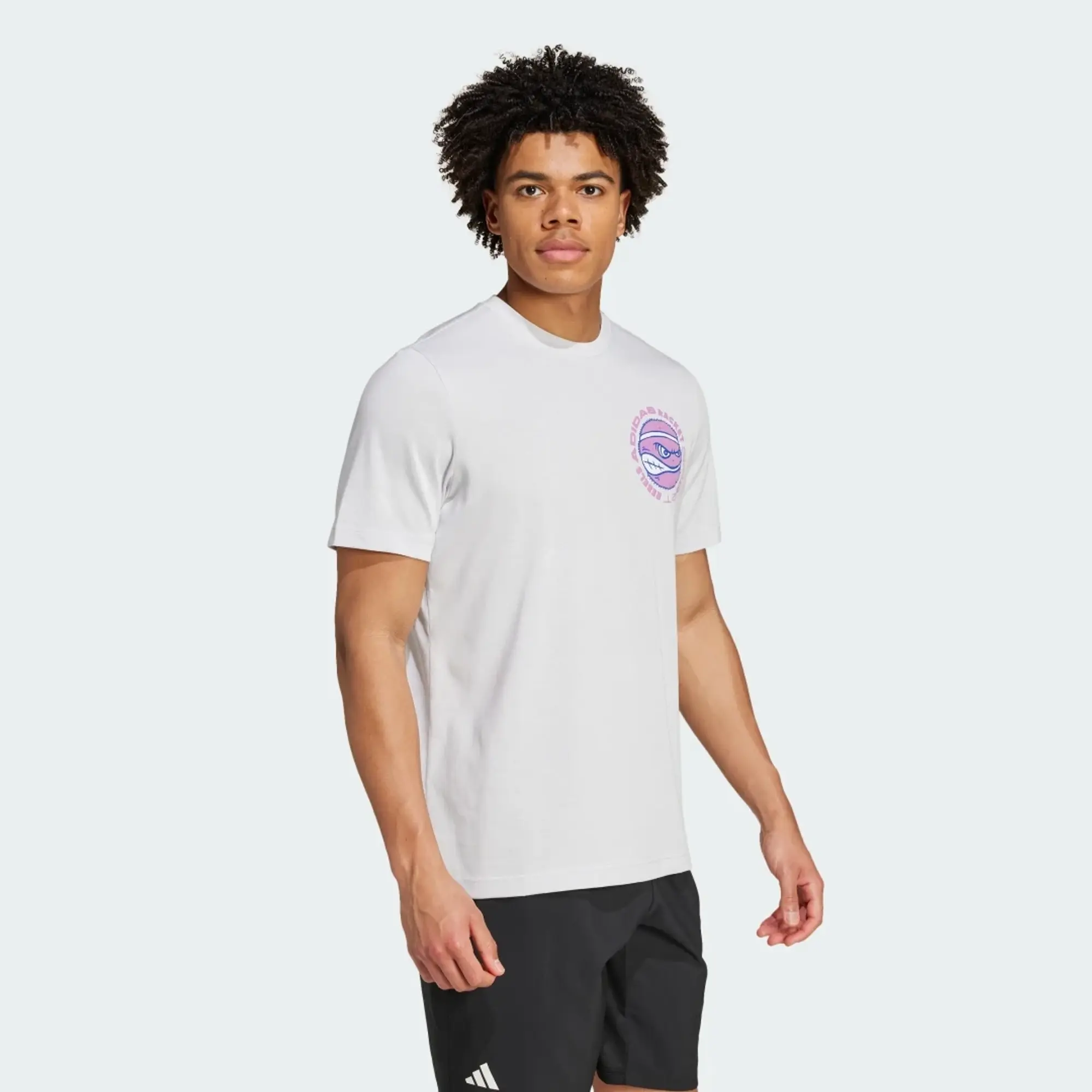 Adidas Tennis T-Shirt With Racket Graphic In Grey
