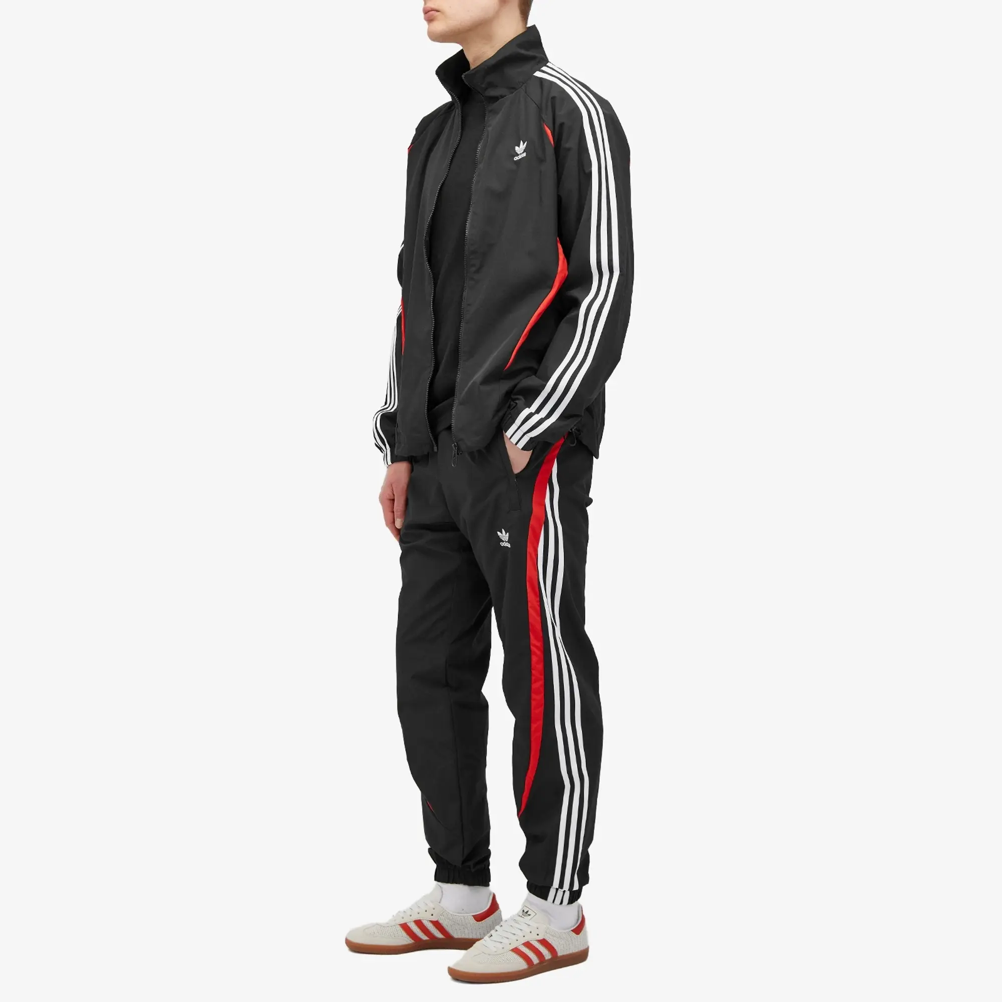 Adidas Originals Street Track Pants In Black And Red IX9646 FOOTY.COM