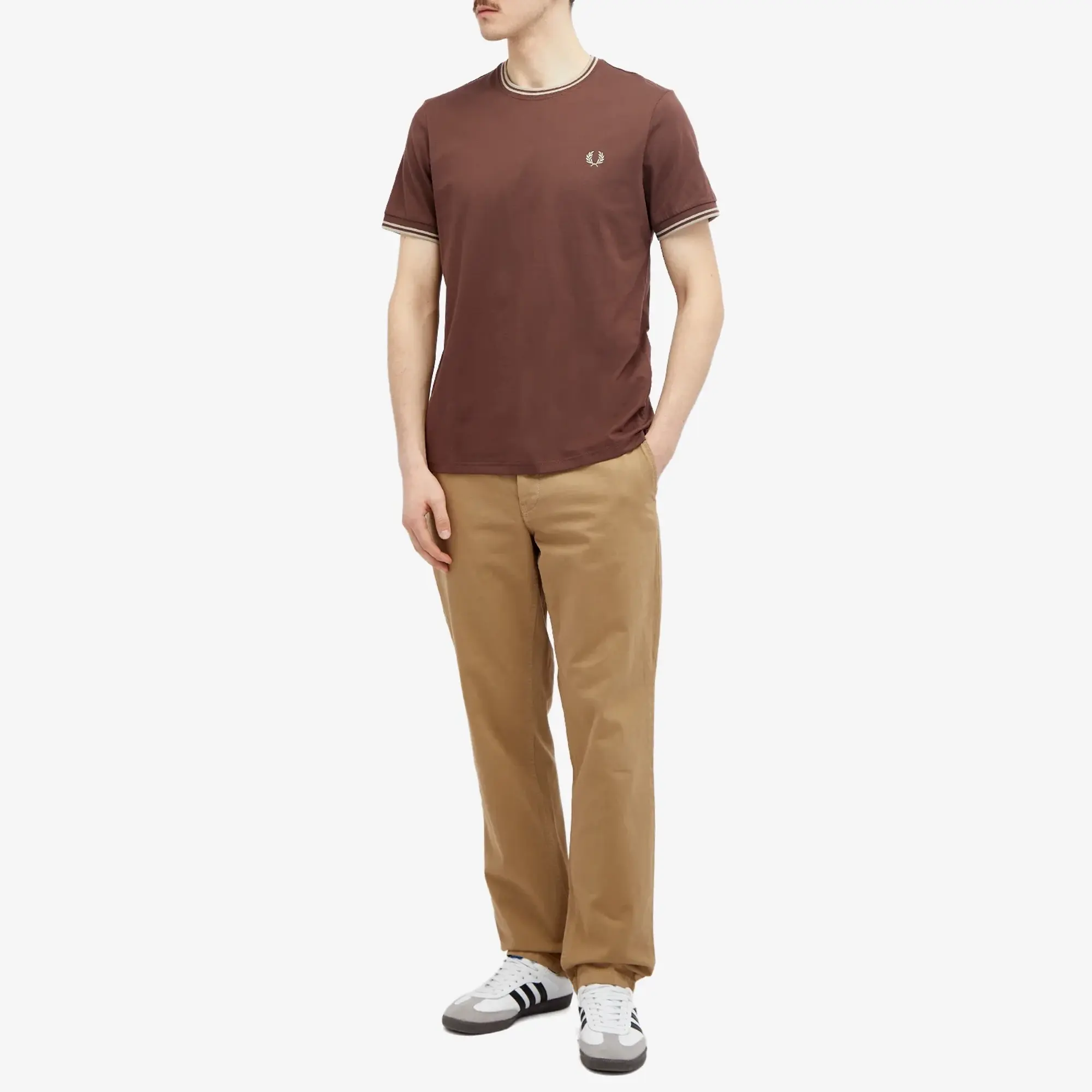 Fred Perry Twin Tipped T-Shirt In Light Brown