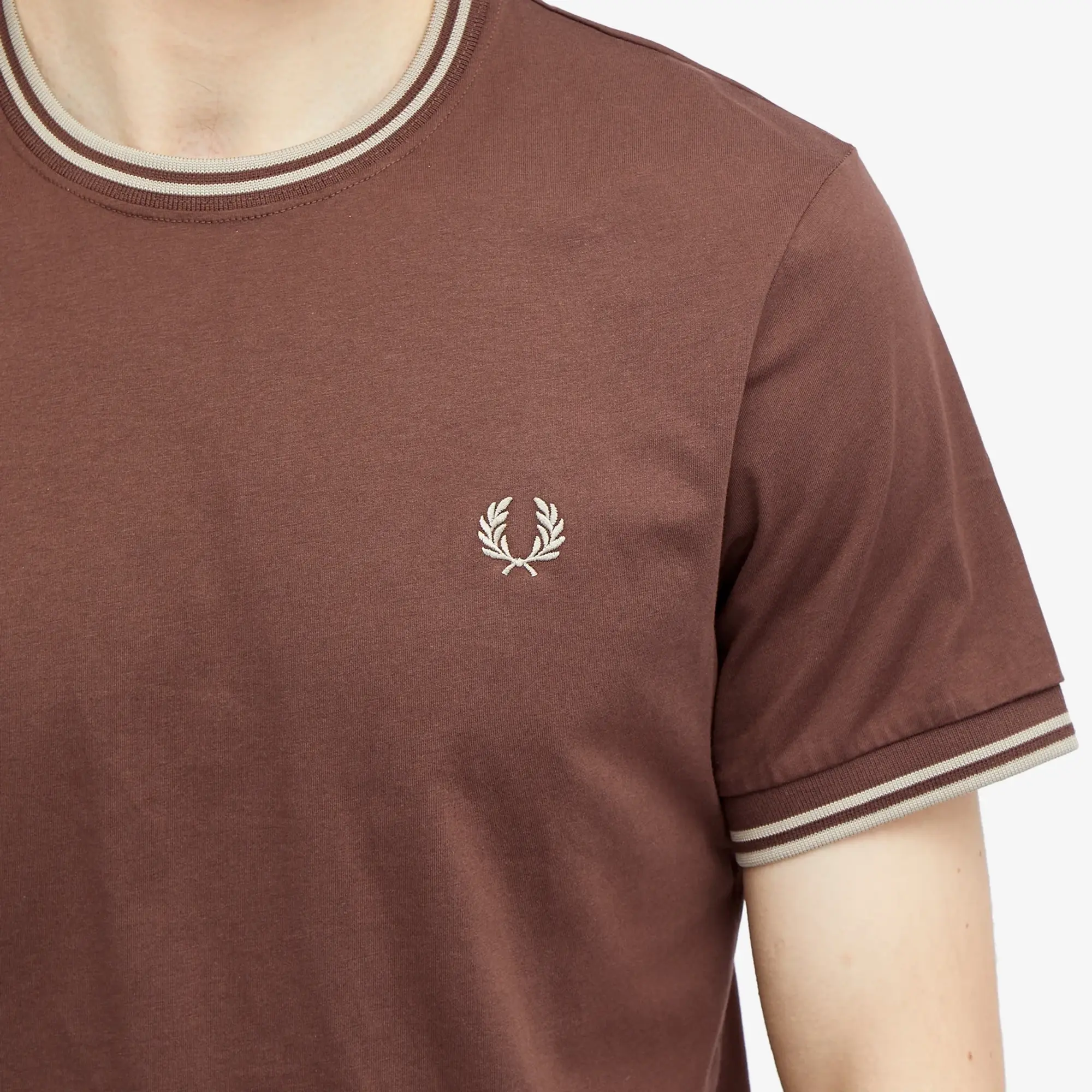 Fred Perry Twin Tipped T-Shirt In Light Brown
