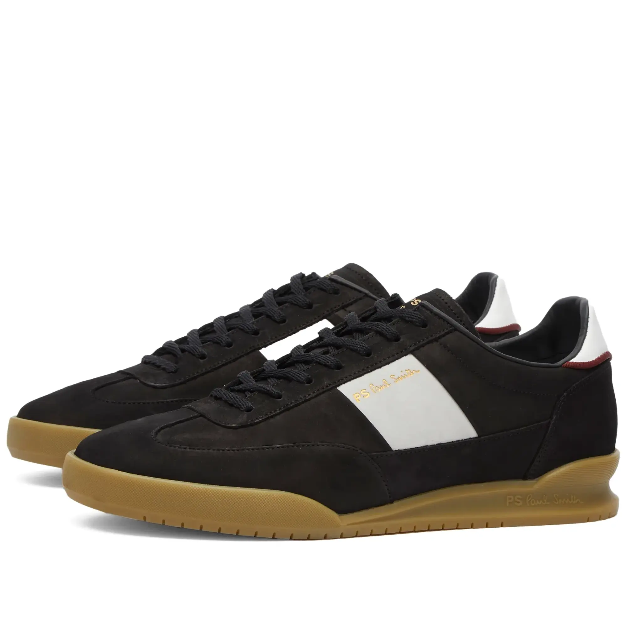 Paul Smith Dover Suede Mix Trainer In Black With Gum Sole