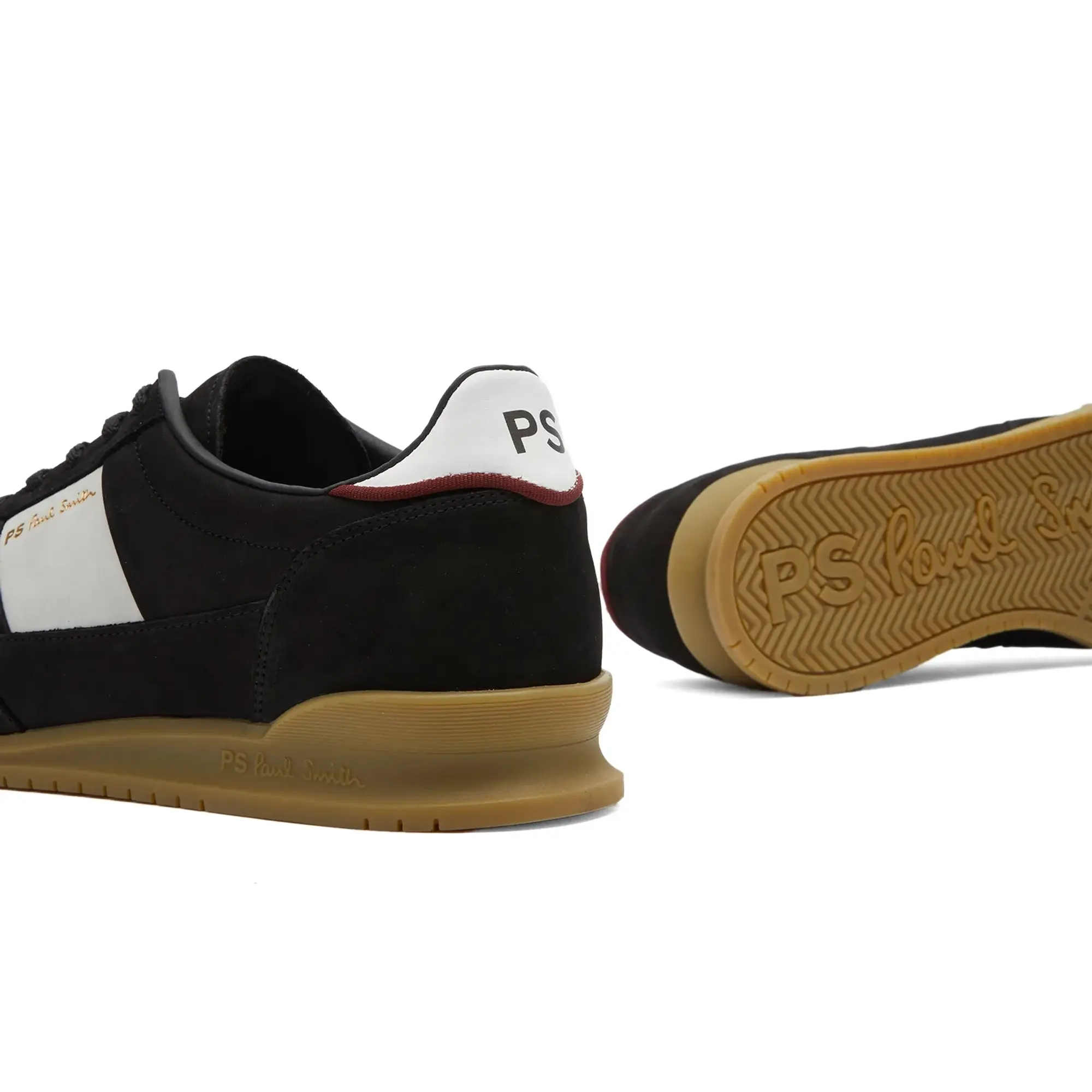 Paul Smith Dover Suede Mix Trainer In Black With Gum Sole