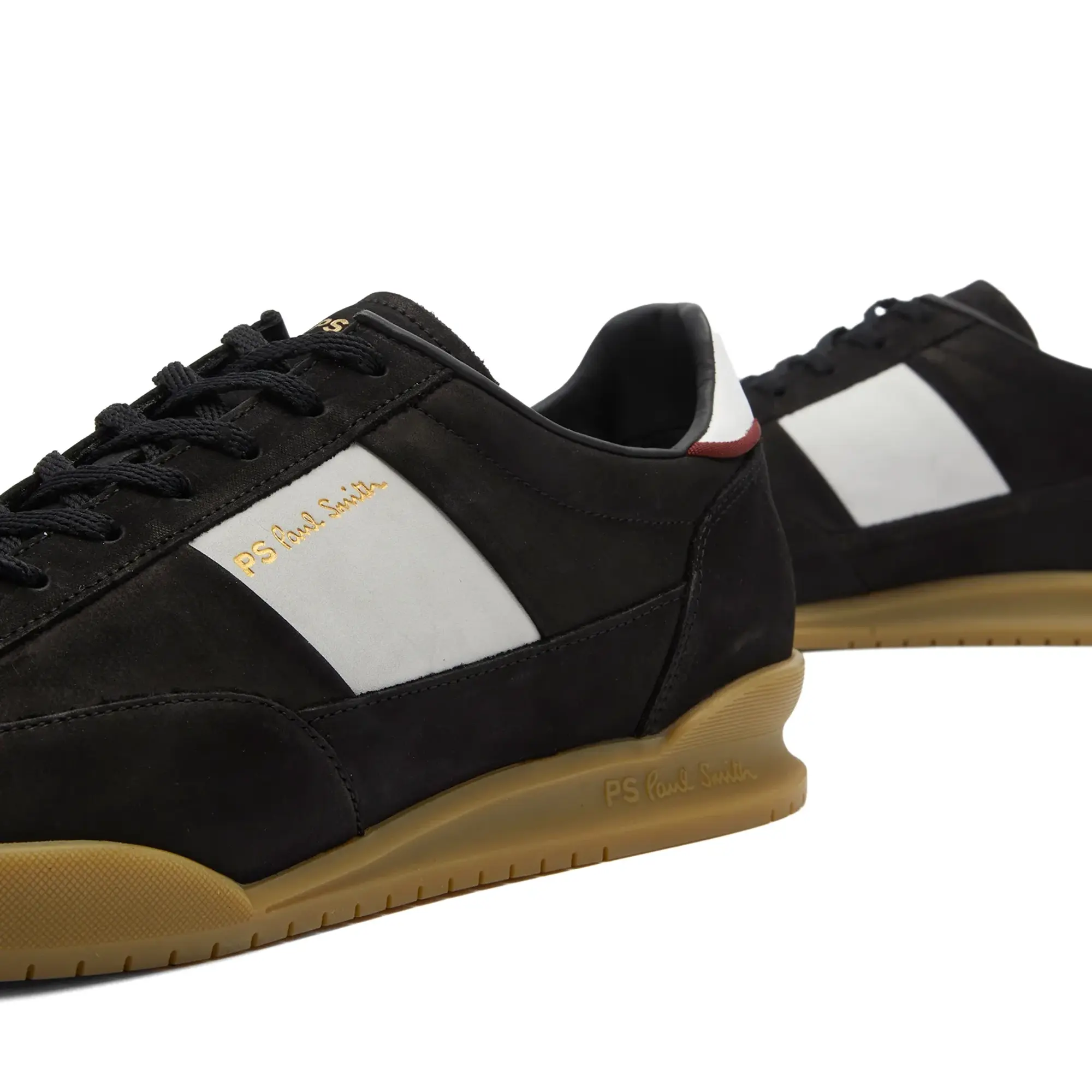 Paul Smith Dover Suede Mix Trainer In Black With Gum Sole