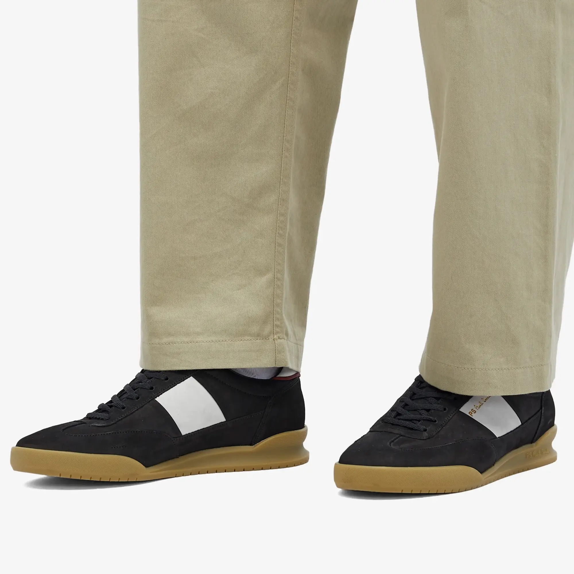 Paul Smith Dover Suede Mix Trainer In Black With Gum Sole