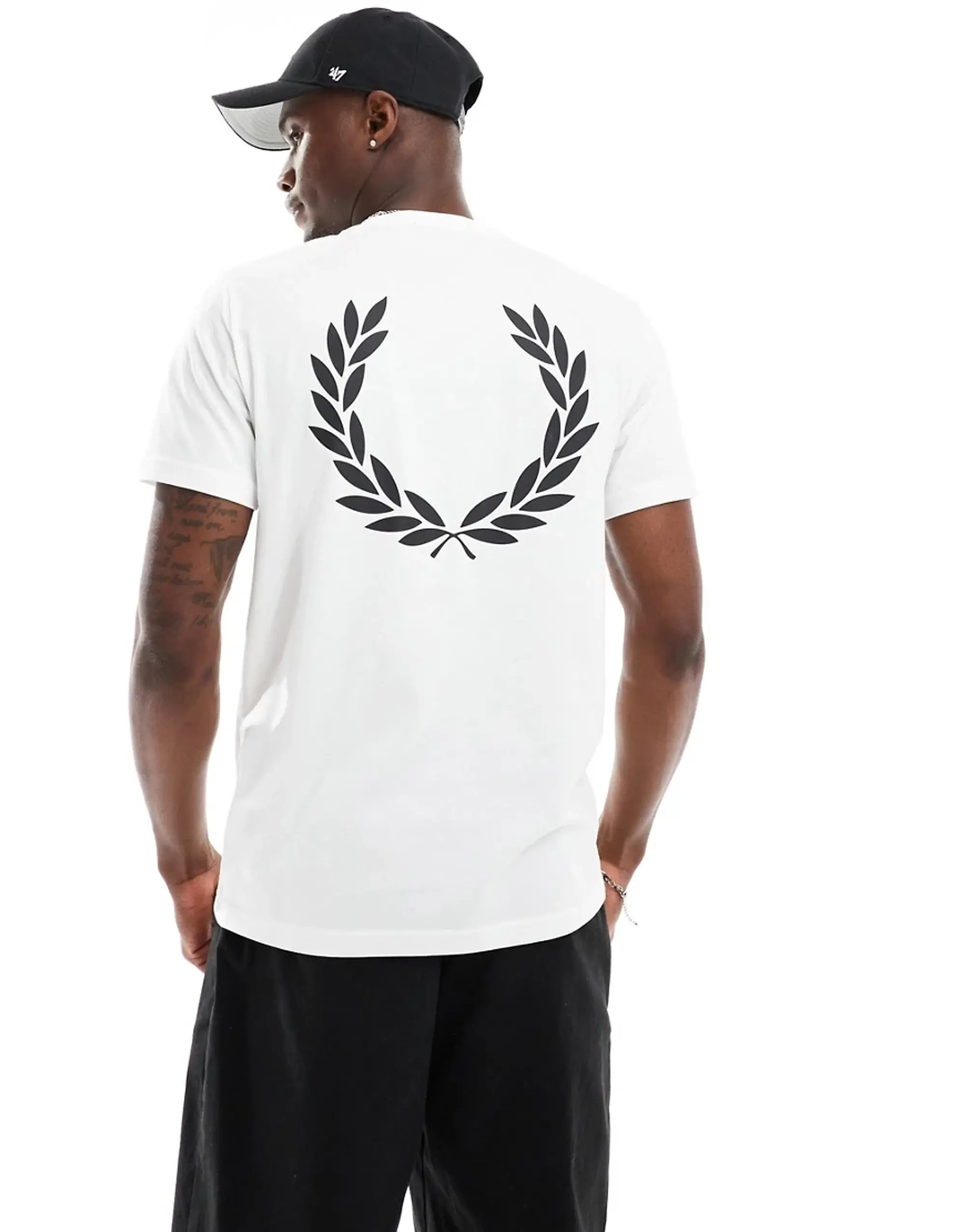 Fred Perry Back Laurel Wreath T-Shirt - White - Mens