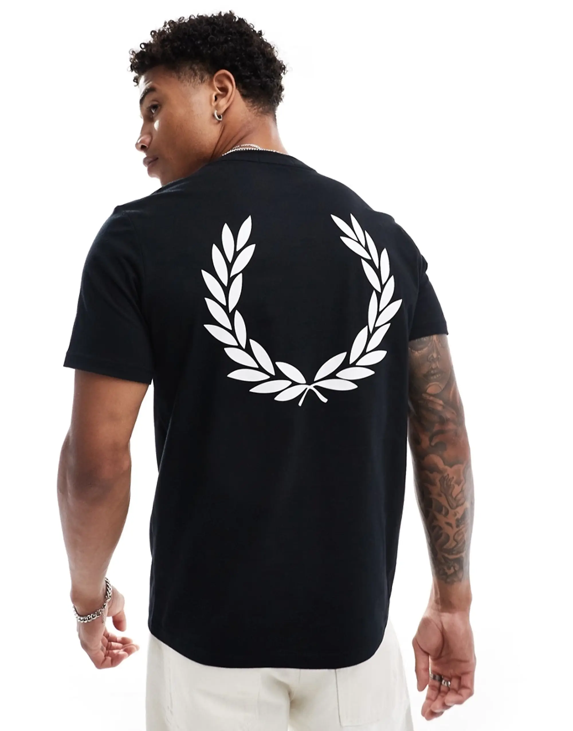 Fred Perry Back Laurel Wreath T-Shirt - White - Mens