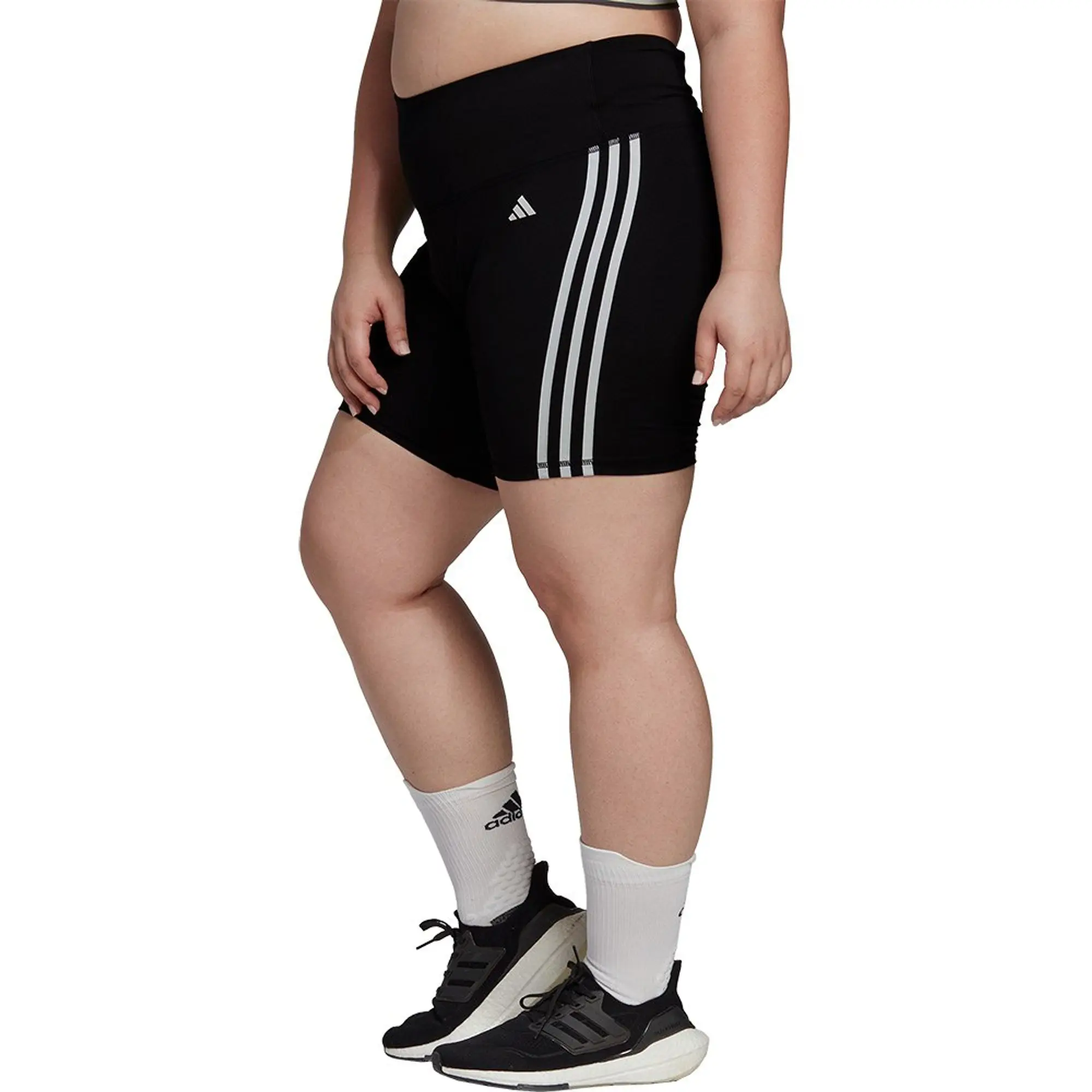 Adidas Essentials 3 Stripes High-waisted Big Short Leggings  - Black