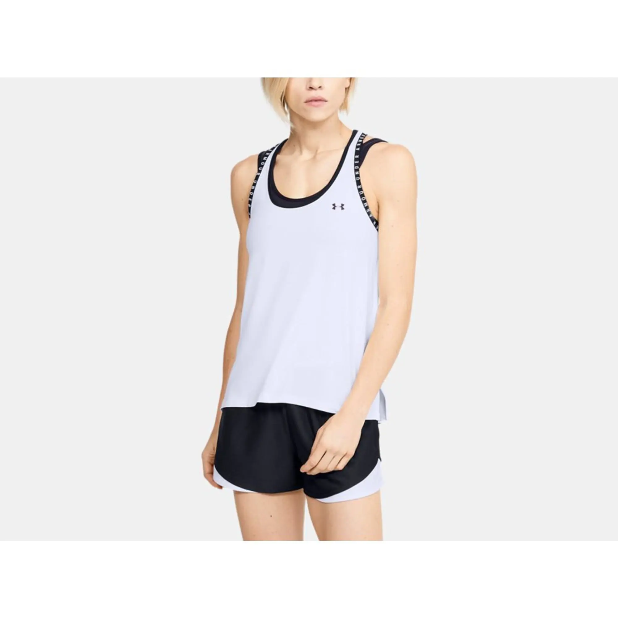 Women's  Under Armour  Knockout Tank White / White / Black XS