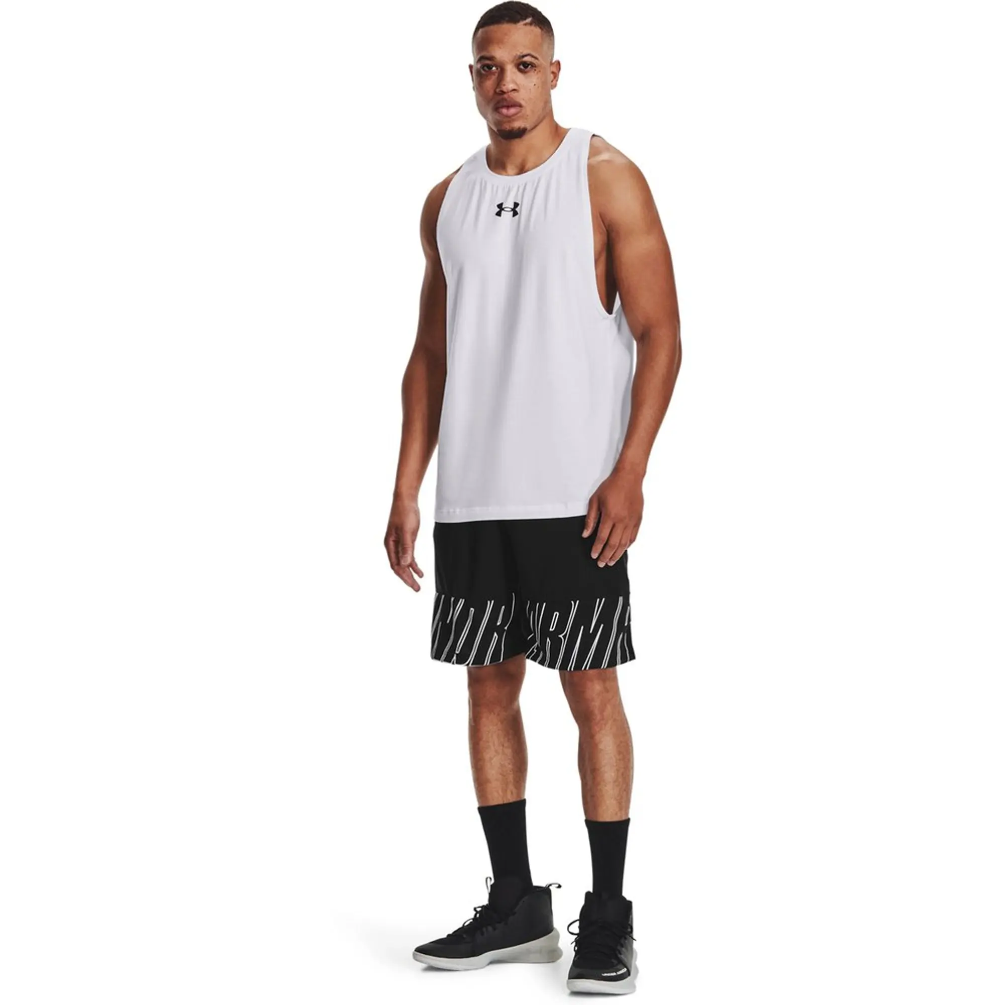 Men's  Under Armour  Zone Tank White / Black / Black XXL