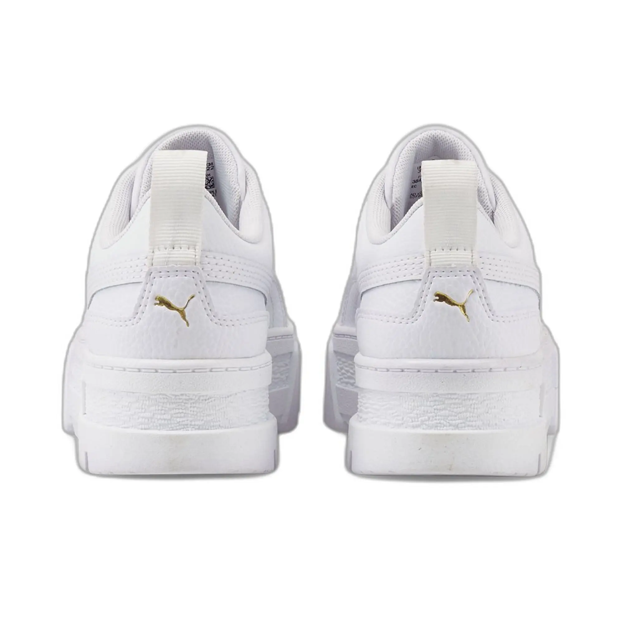PUMA Mayze Leather Youth Trainers, White/Gold