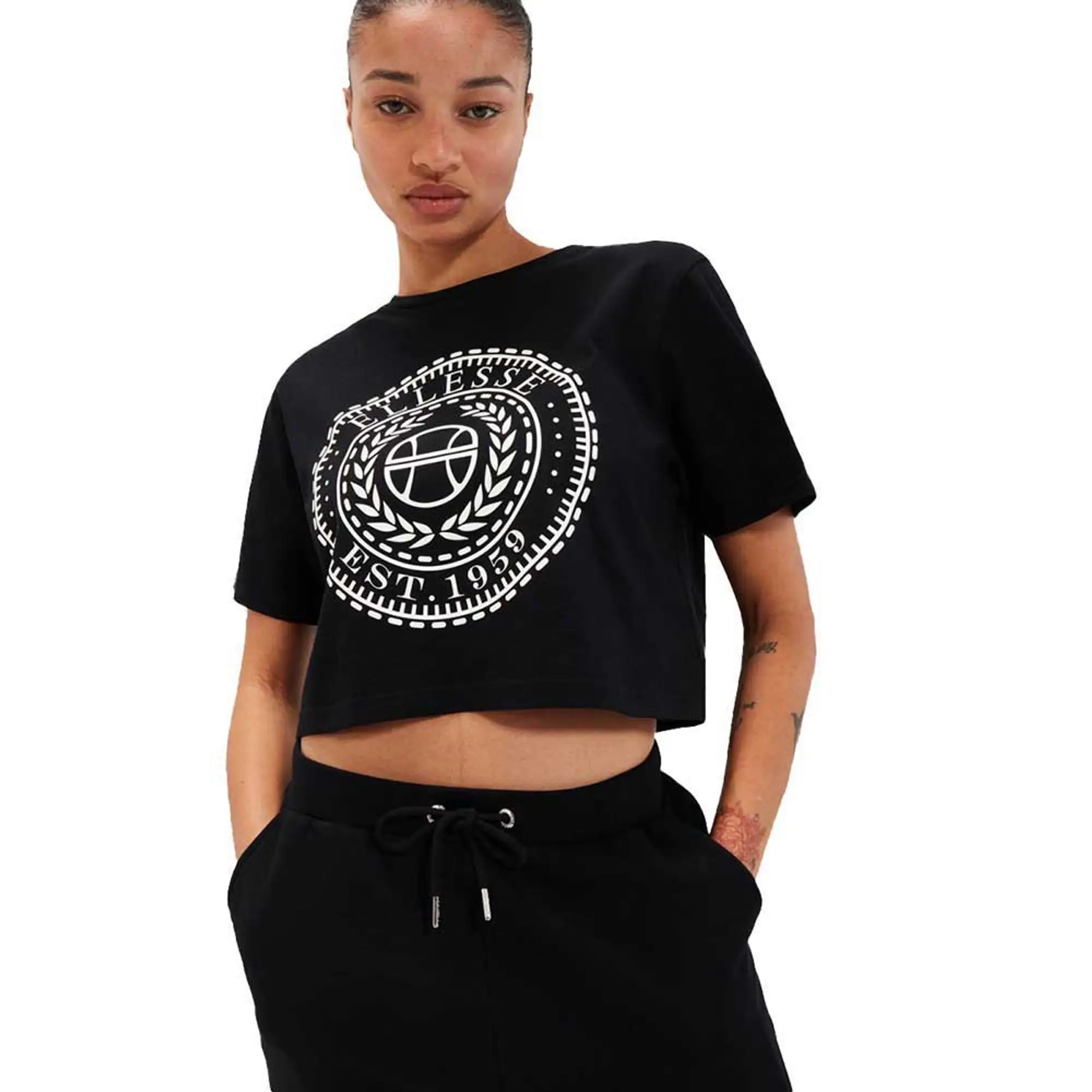 Ellesse Carala Crop Short Sleeve T-shirt  - Black