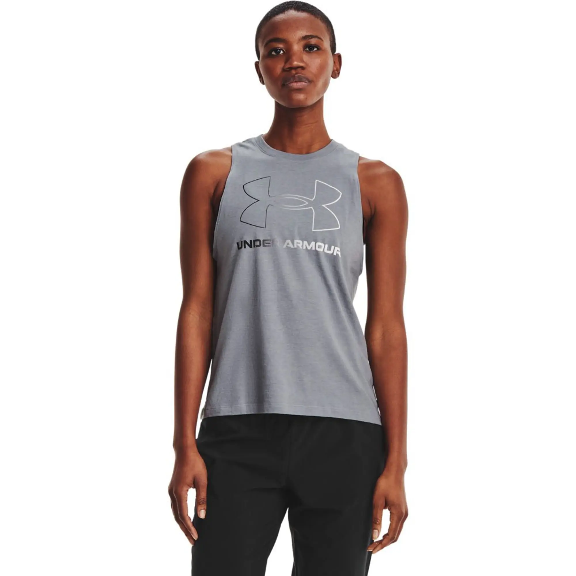 Women's  Under Armour  Rival Tank Steel Medium Heather / Black / Black L
