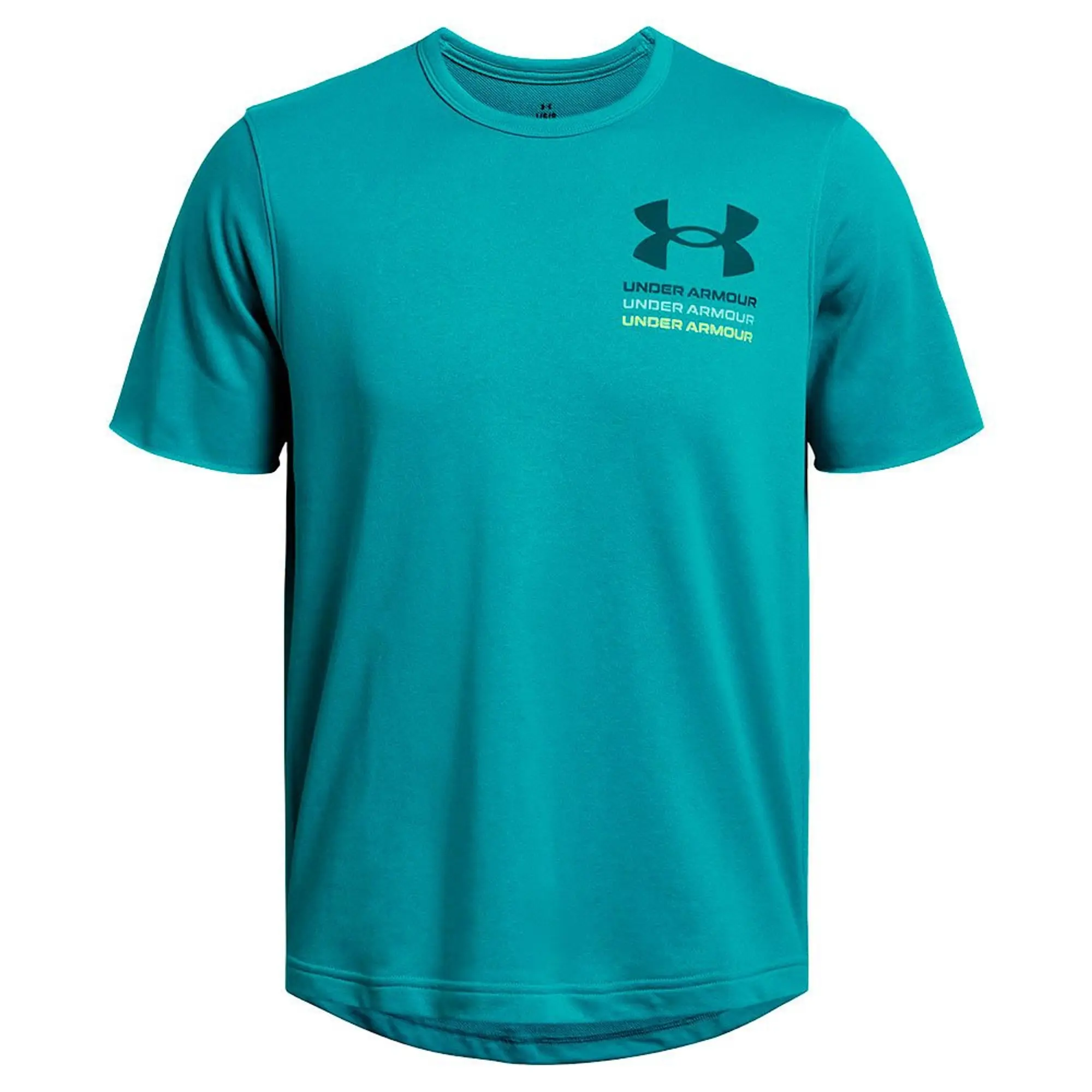 Men's  Under Armour  Rival Terry Colorblock Short Sleeve Circuit Teal / Radial Turquoise / Hydro Teal XXL