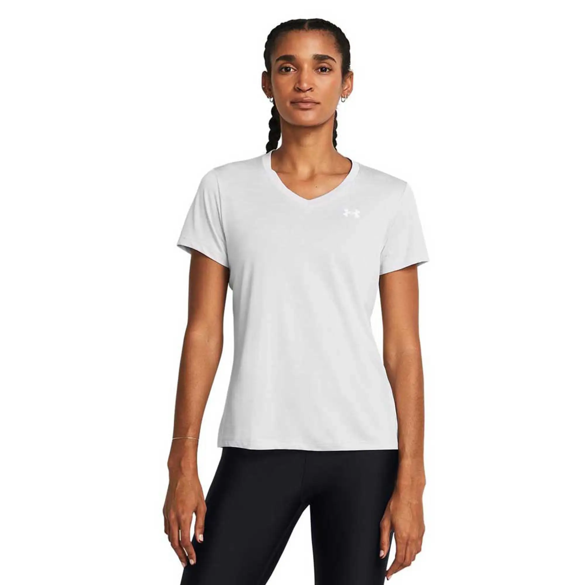 Women's  Under Armour  Tech™ Twist V-Neck Short Sleeve Halo Gray / White XXL