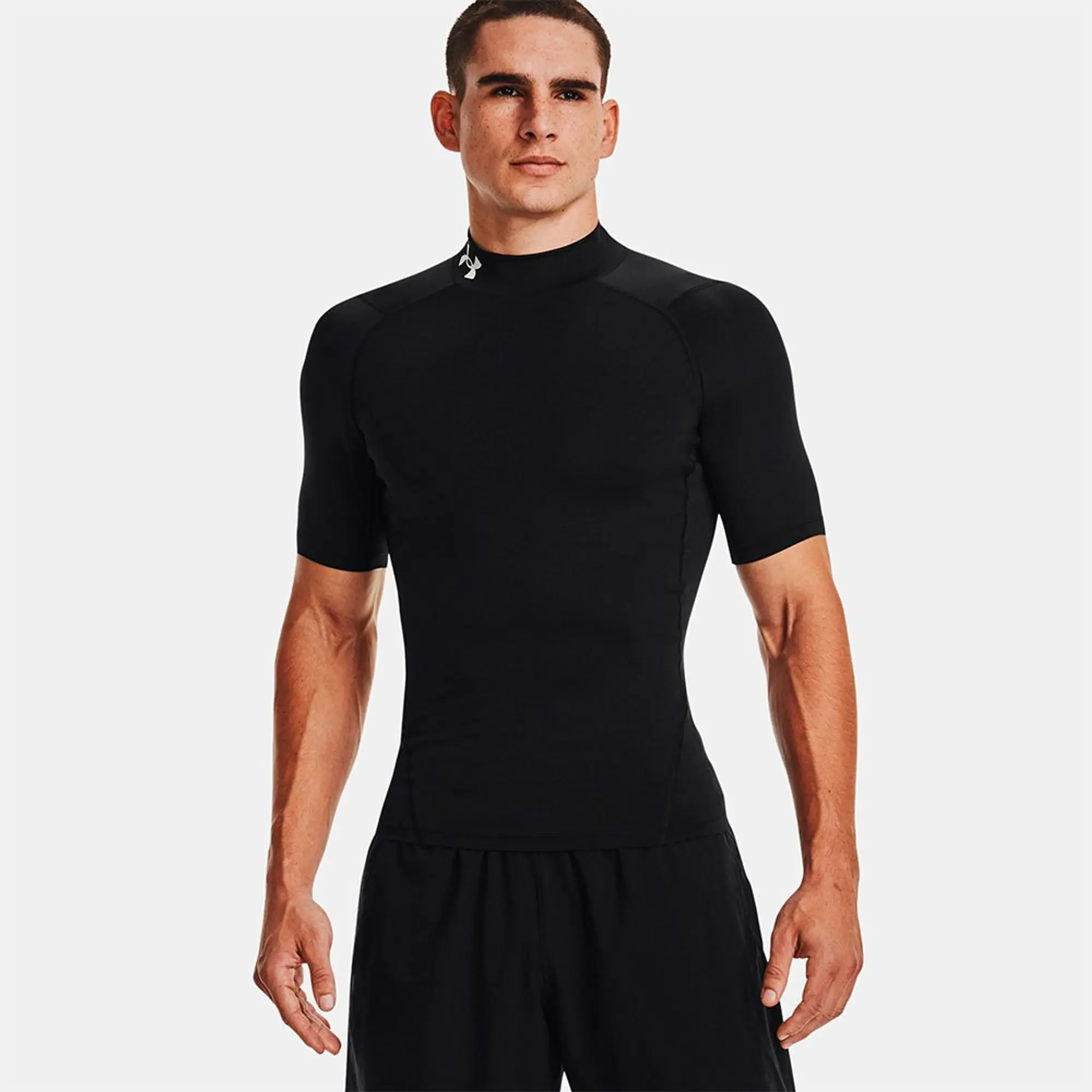 Under Armour Men's HeatGear® Compression Mock Short Sleeve Black / White XXL