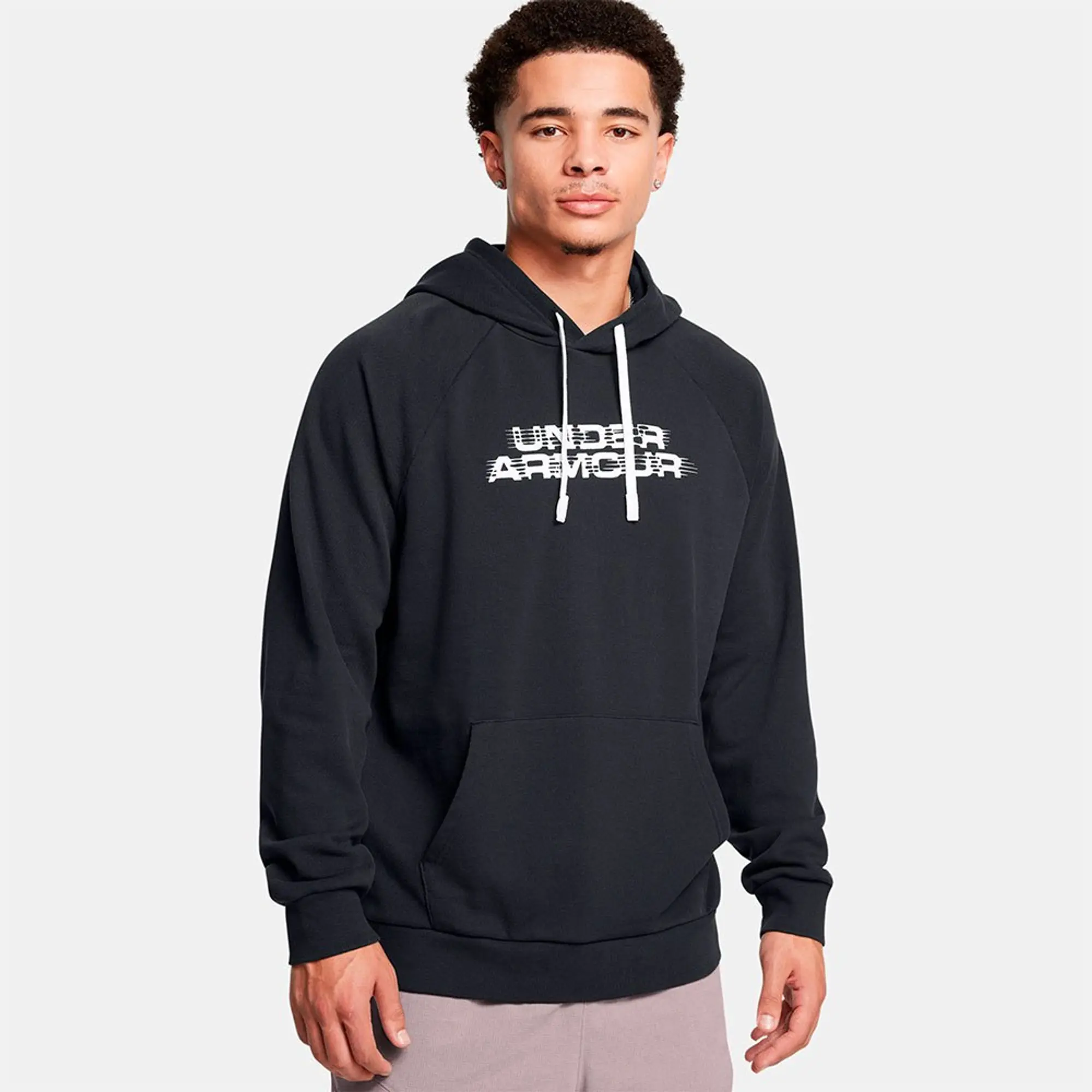 Men's  Under Armour  Rival Fleece Textured Glitch Hoodie Black / White XL