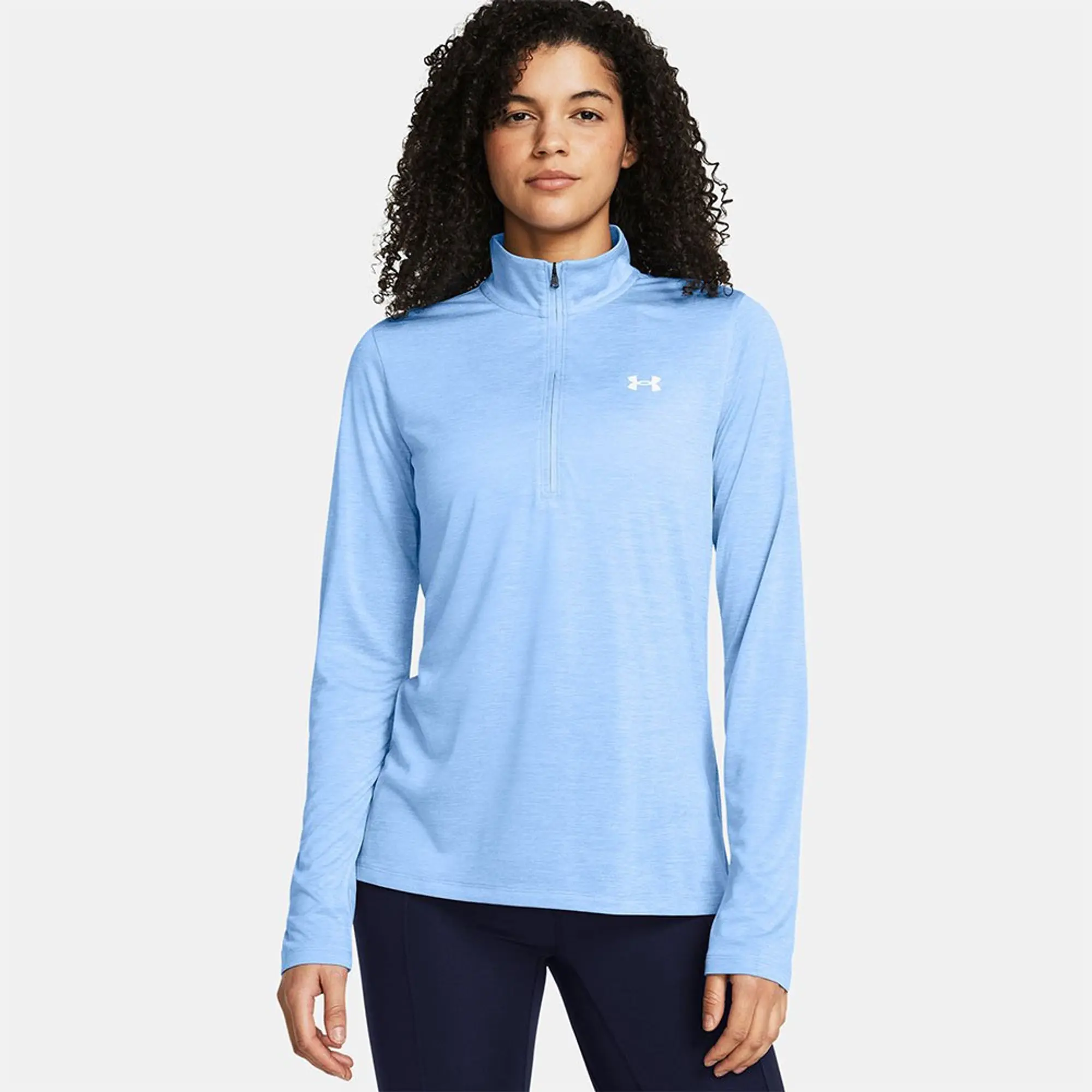 Under Armour Womens Tech Twist Half Zip T-Shirt - Blue - Size S - Blue