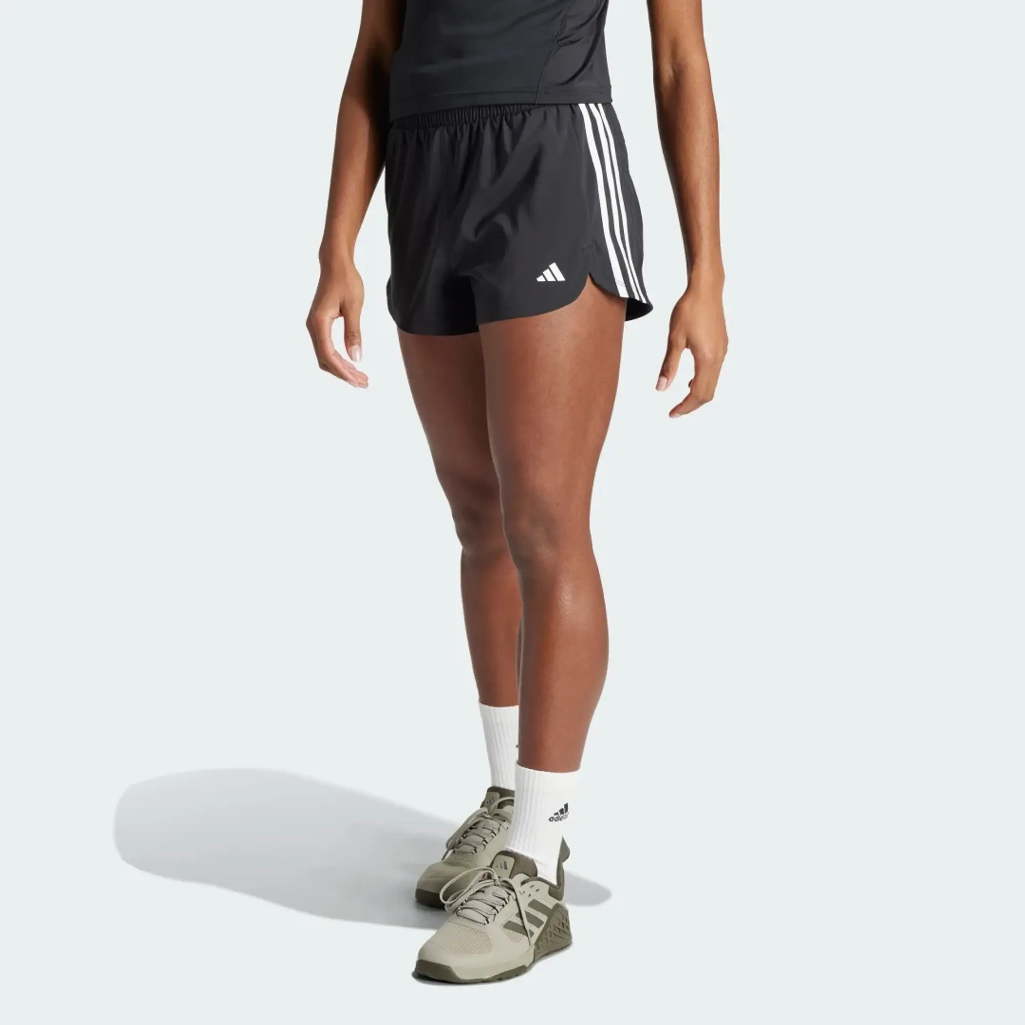 adidas Women Pacer Training 3 Stripes Woven High Rise Shorts
