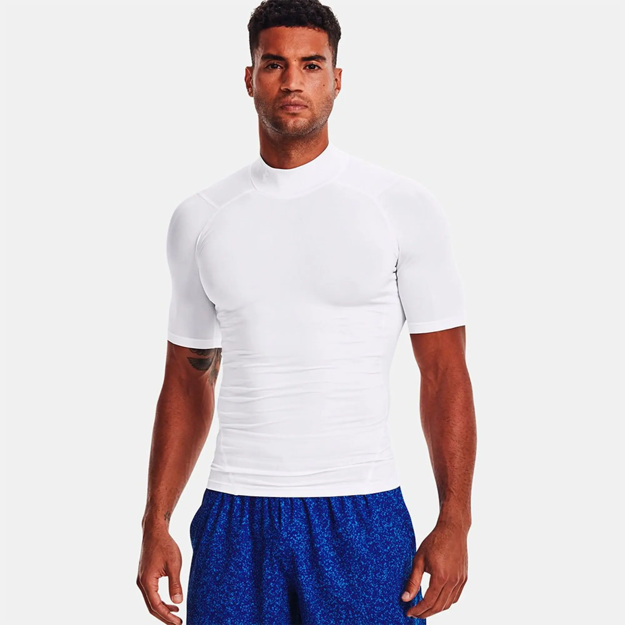 Under Armour Men's HeatGear® Compression Mock Short Sleeve White / Black XXL