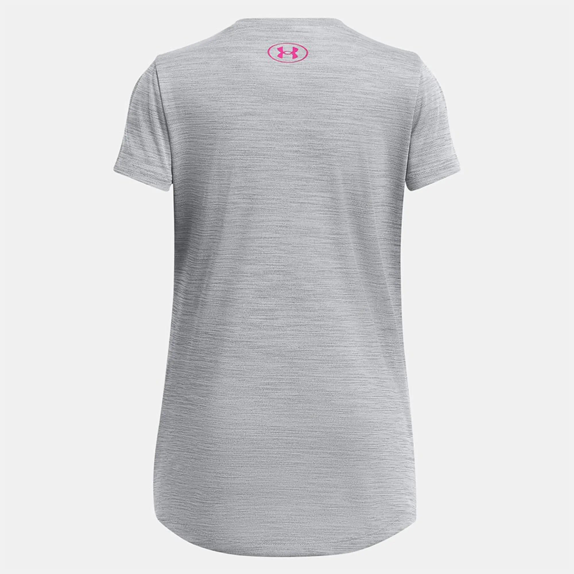 Girls'  Under Armour  Tech™ Twist Wordmark Logo Short Sleeve Black / Rebel Pink YXS (48 - 50 in)