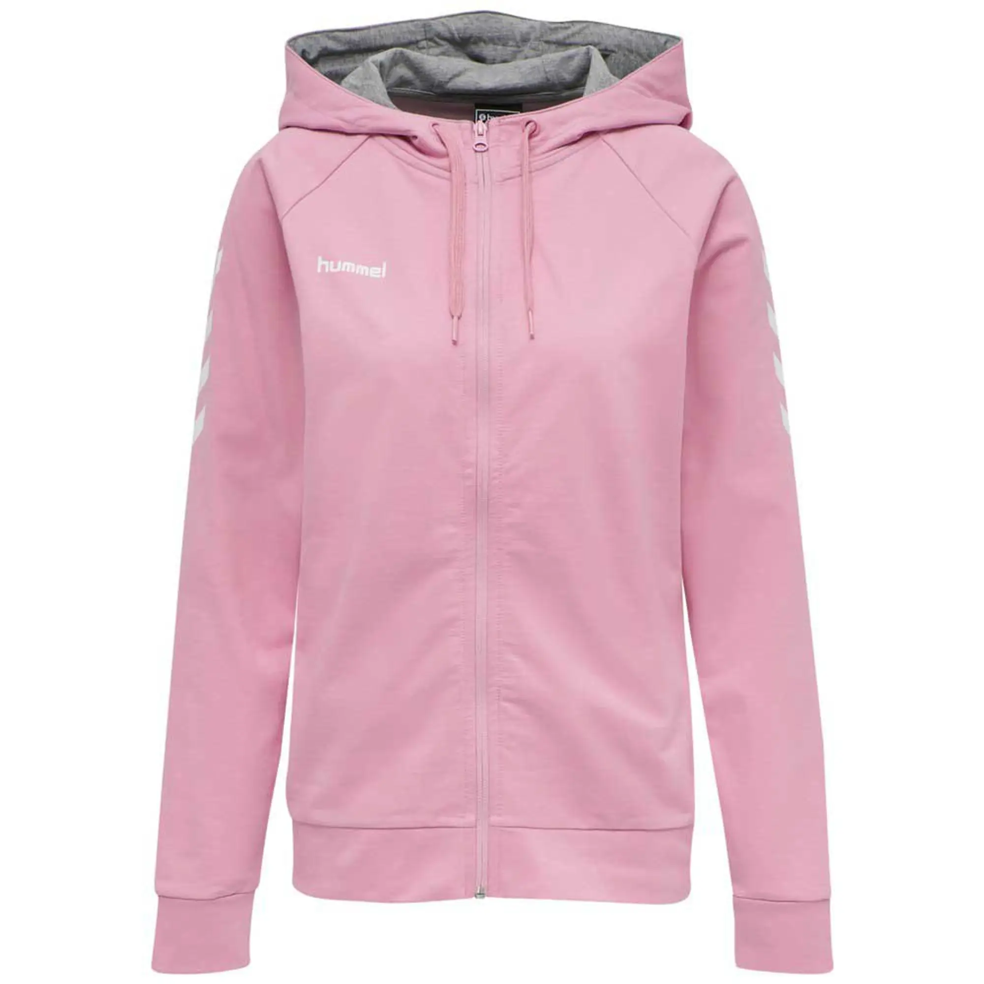 Hummel Fashionable Women's Zip Hoodie With Shoulder Chevrons - ['Pink']
