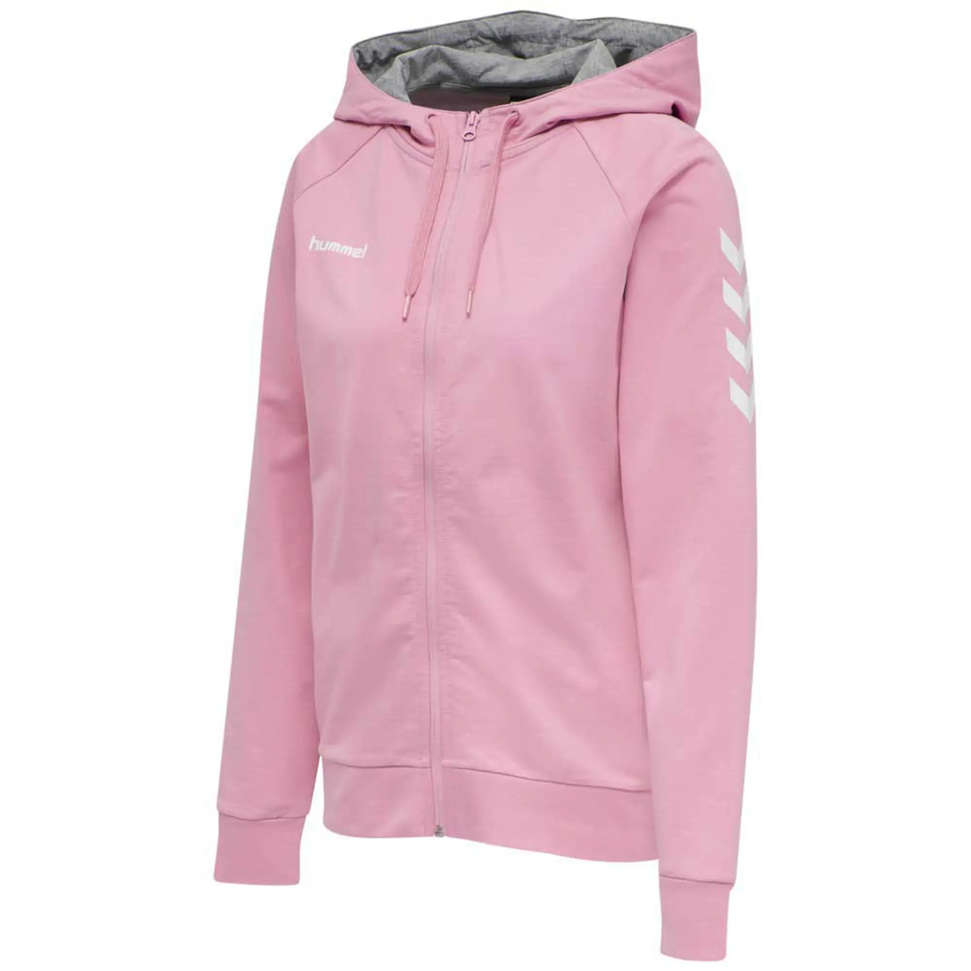 Hummel Fashionable Women's Zip Hoodie With Shoulder Chevrons - ['Pink']