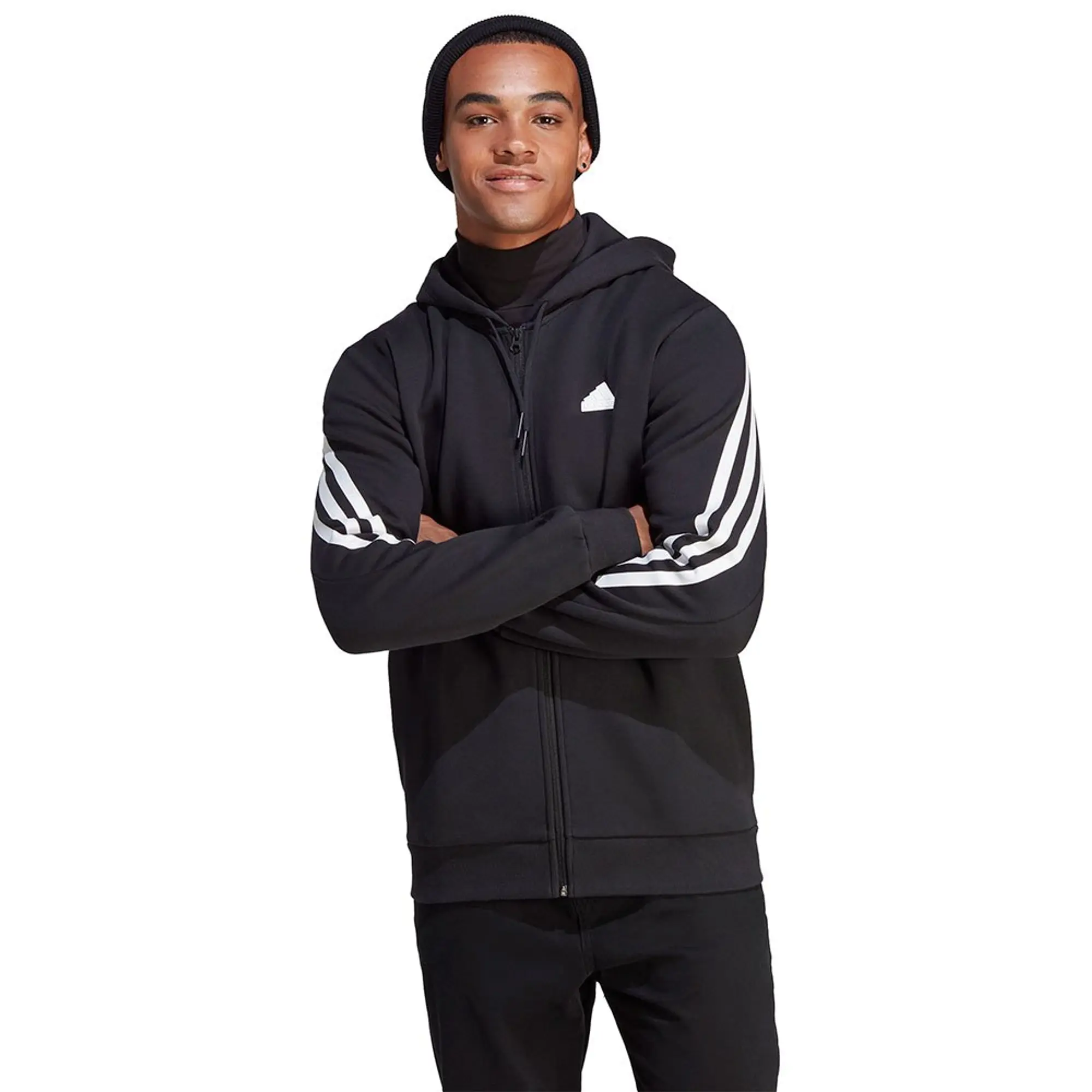 Manchester United adidas Future Icons 3-Stripes Full-Zip Hoodie - Black - Mens