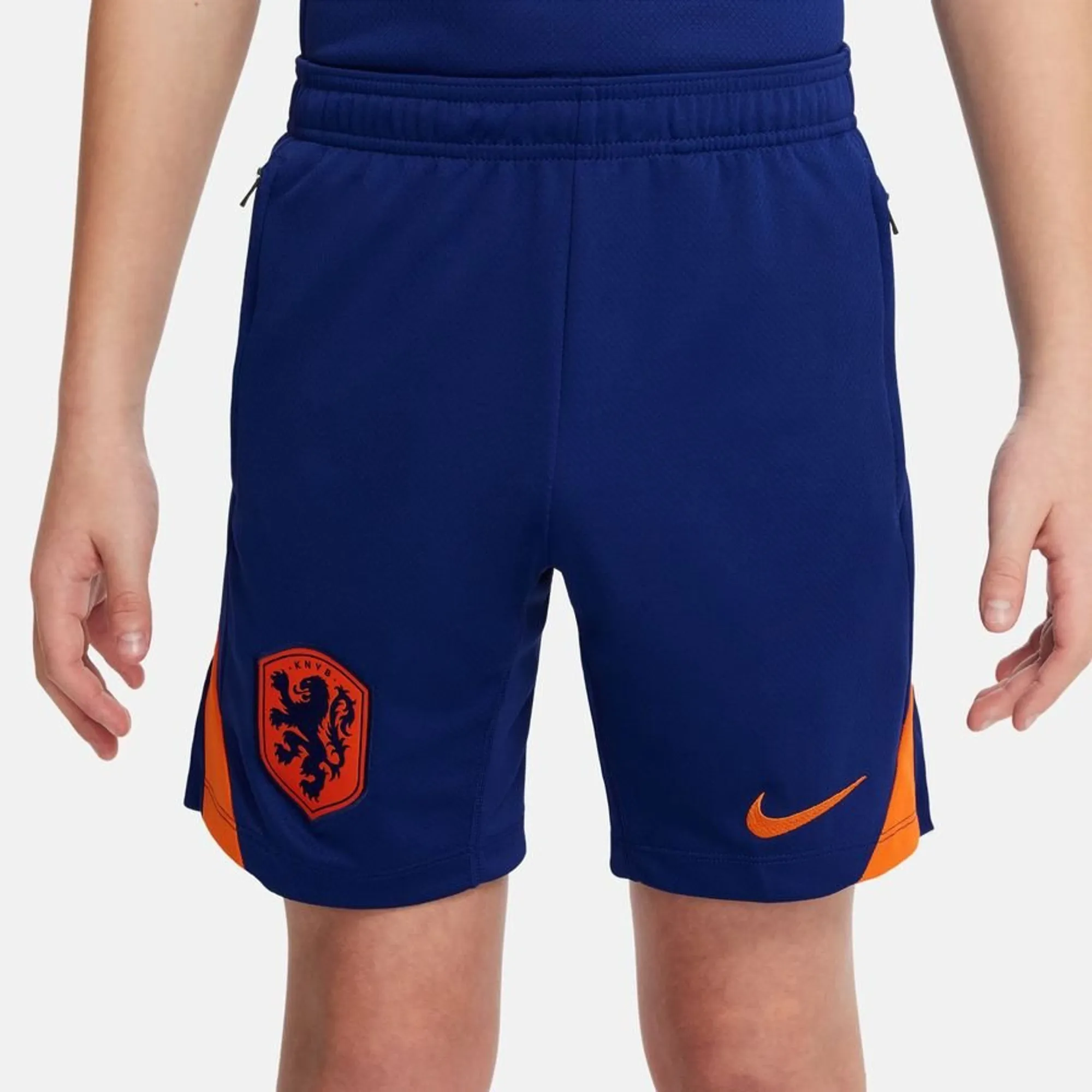 Nike Holland Training Shorts Dri-Fit Strike Euro 2024 - Deep Royal Blue/Safety Orange Kids - ['Blue']