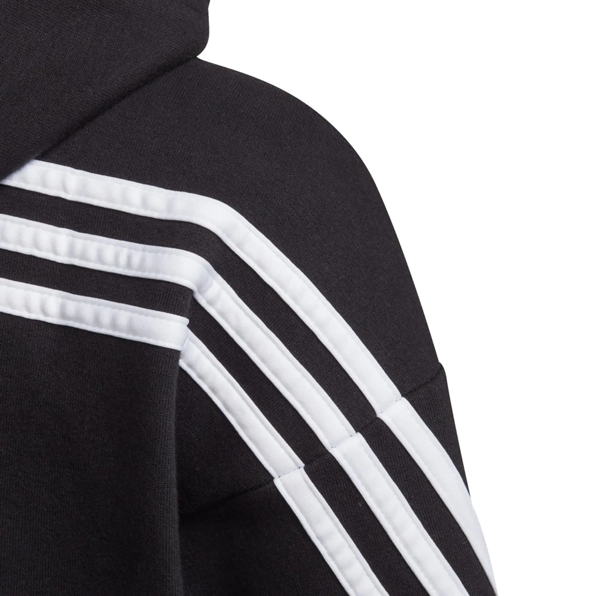 adidas 3 Stripe Zip Hoodie Juniors - Black