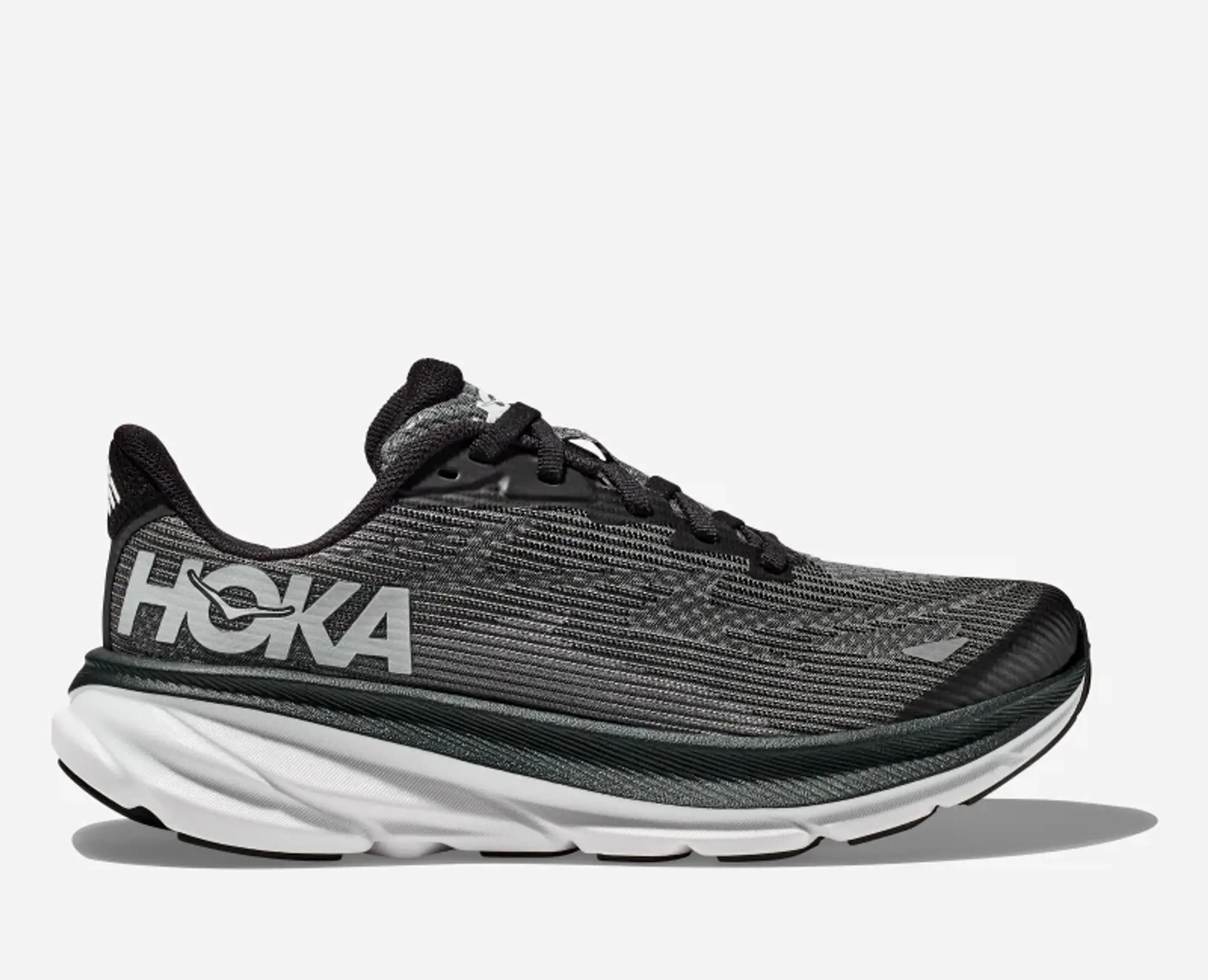 Hoka One One HOKA Kid's Clifton 9 Road Running Shoes in Black/White