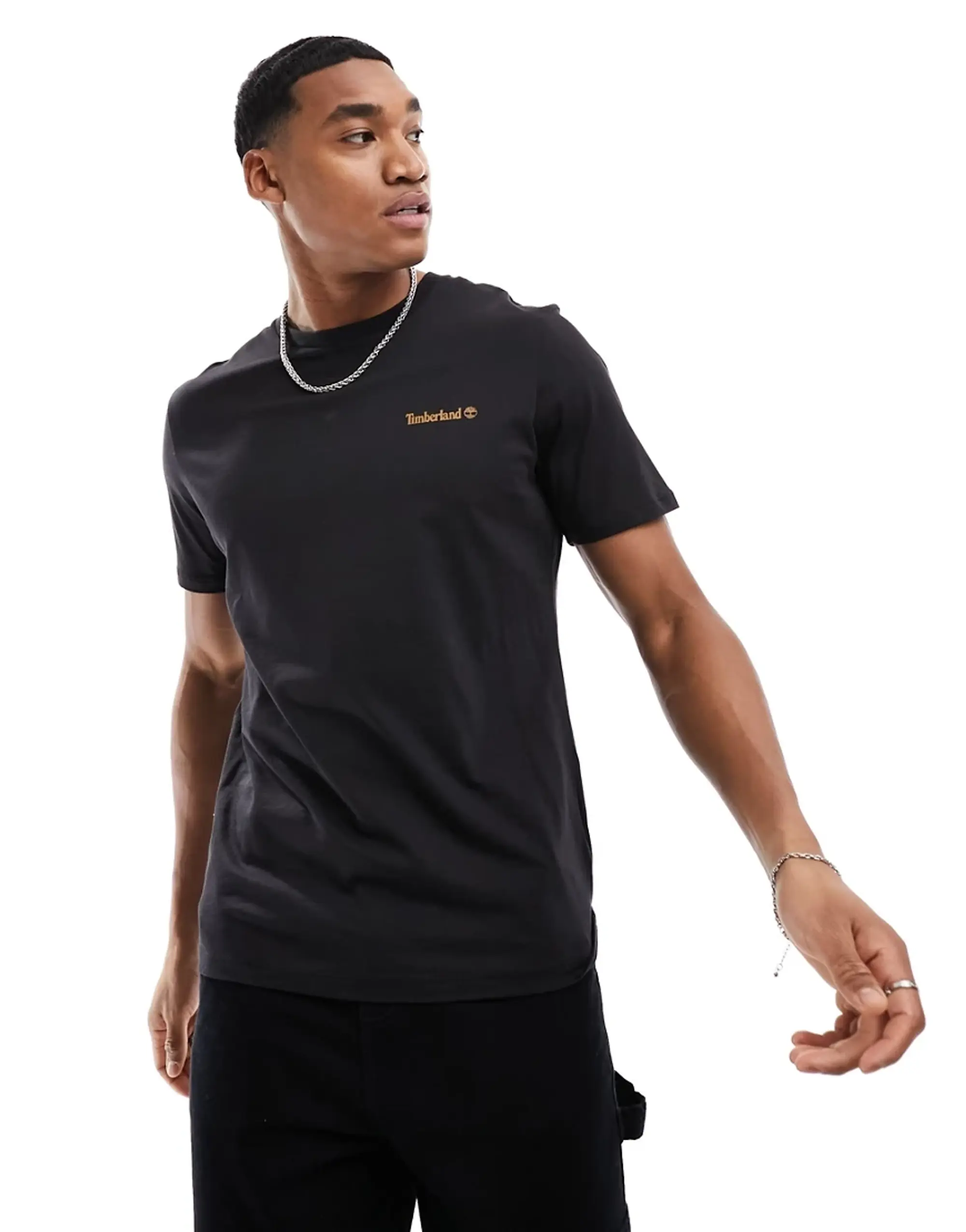 Timberland Small Script Logo T-Shirt In Black