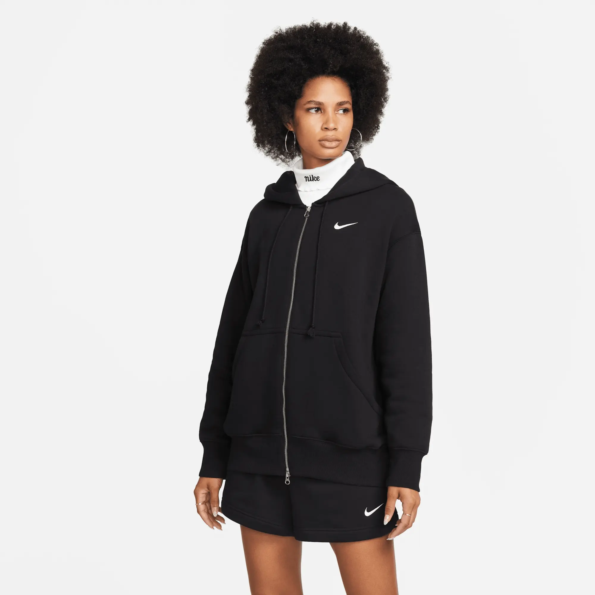 Nike Sportswear Phoenix Fleece Women's Oversized Full-Zip Hoodie - Black - Cotton/Polyester