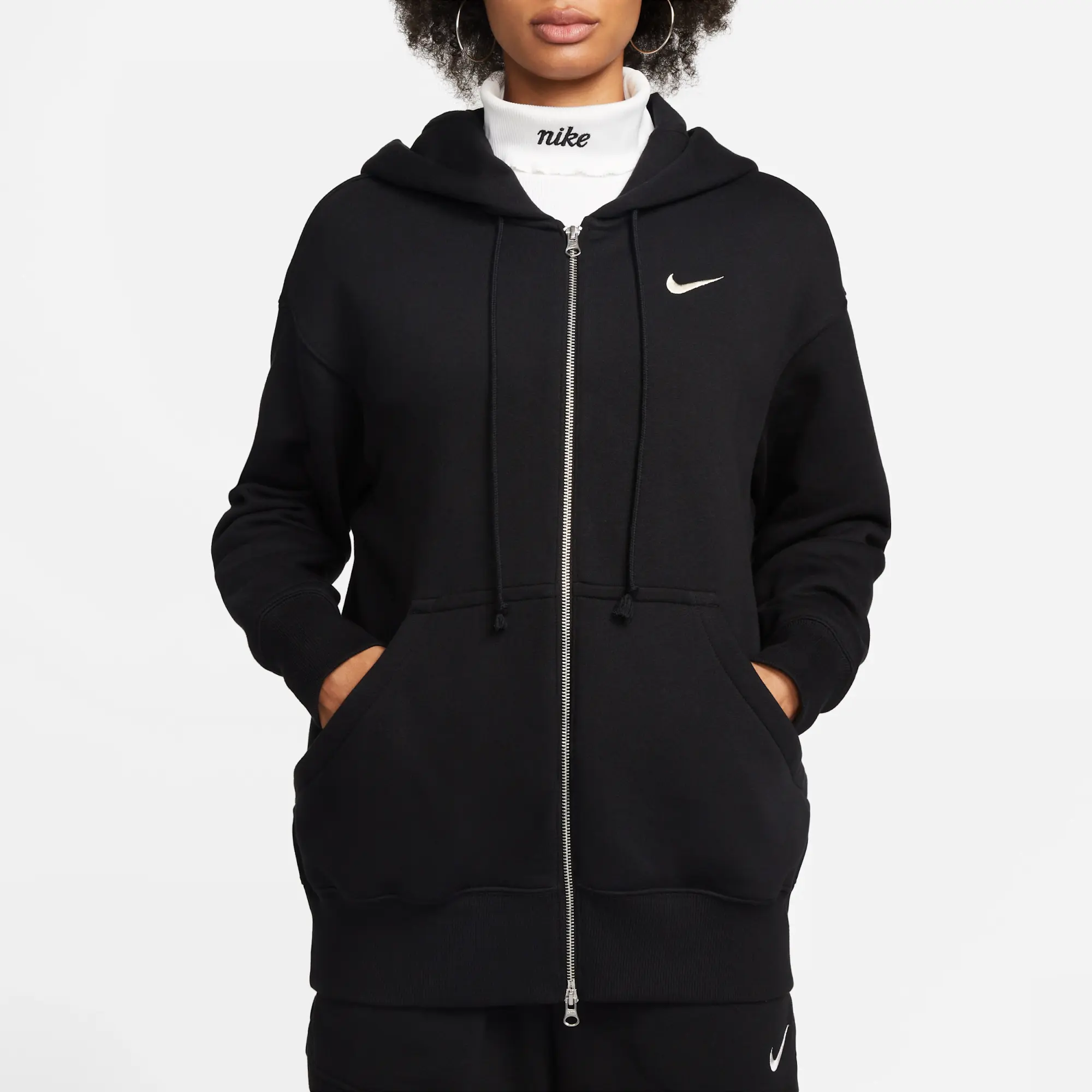 Nike Sportswear Phoenix Fleece Women's Oversized Full-Zip Hoodie - Black - Cotton/Polyester