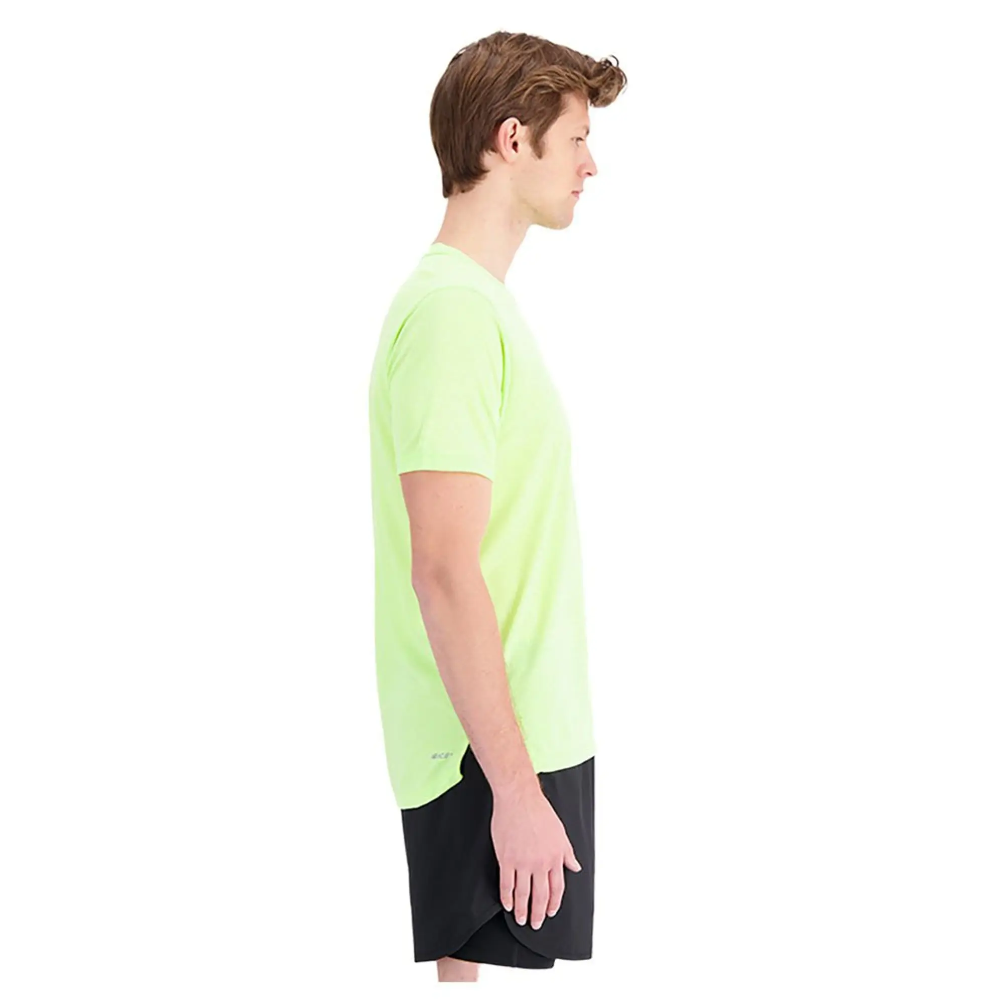 New Balance Men's Impact Run Short Sleeve in Yellow Poly Knit