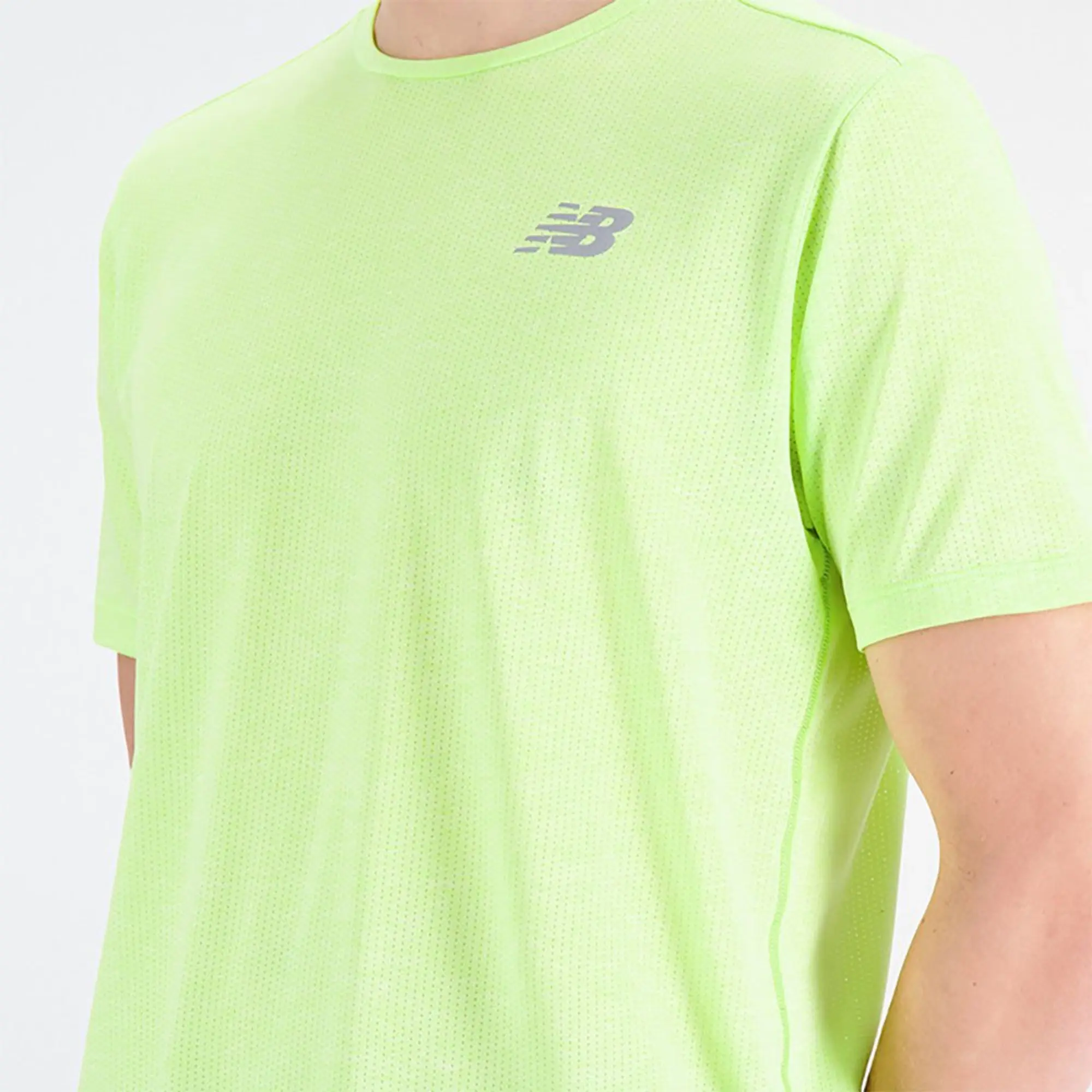 New Balance Men's Impact Run Short Sleeve in Yellow Poly Knit