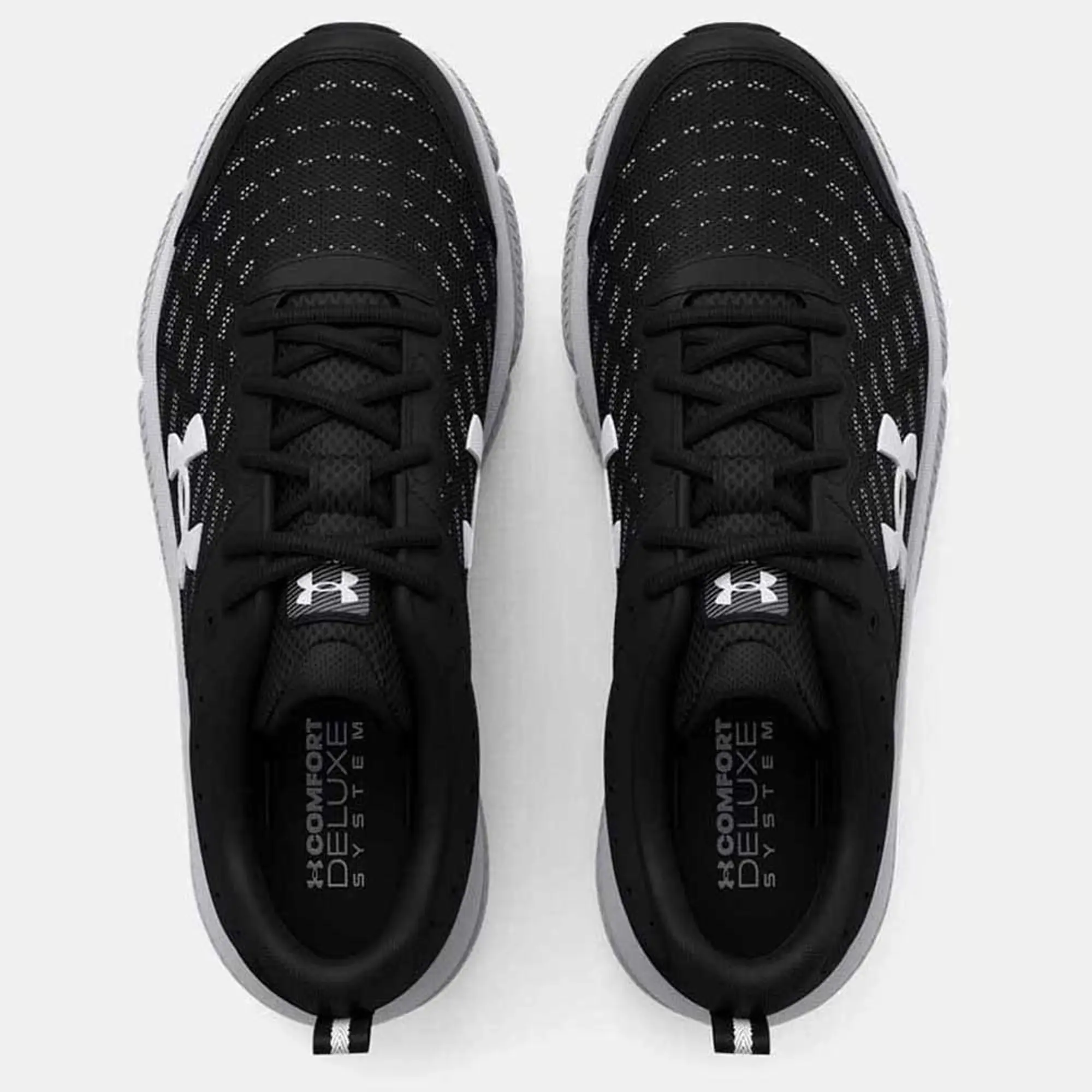 Men's  Under Armour  Charged Assert 10 Running Shoes Black / Black / White 14